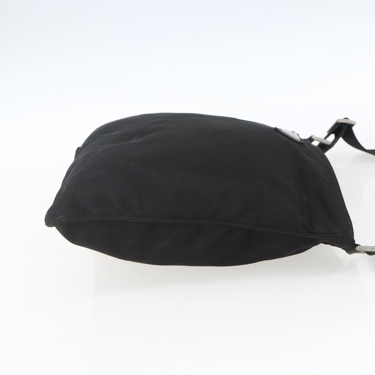PRADA Shoulder Bag Nylon Black Silver Auth 164857