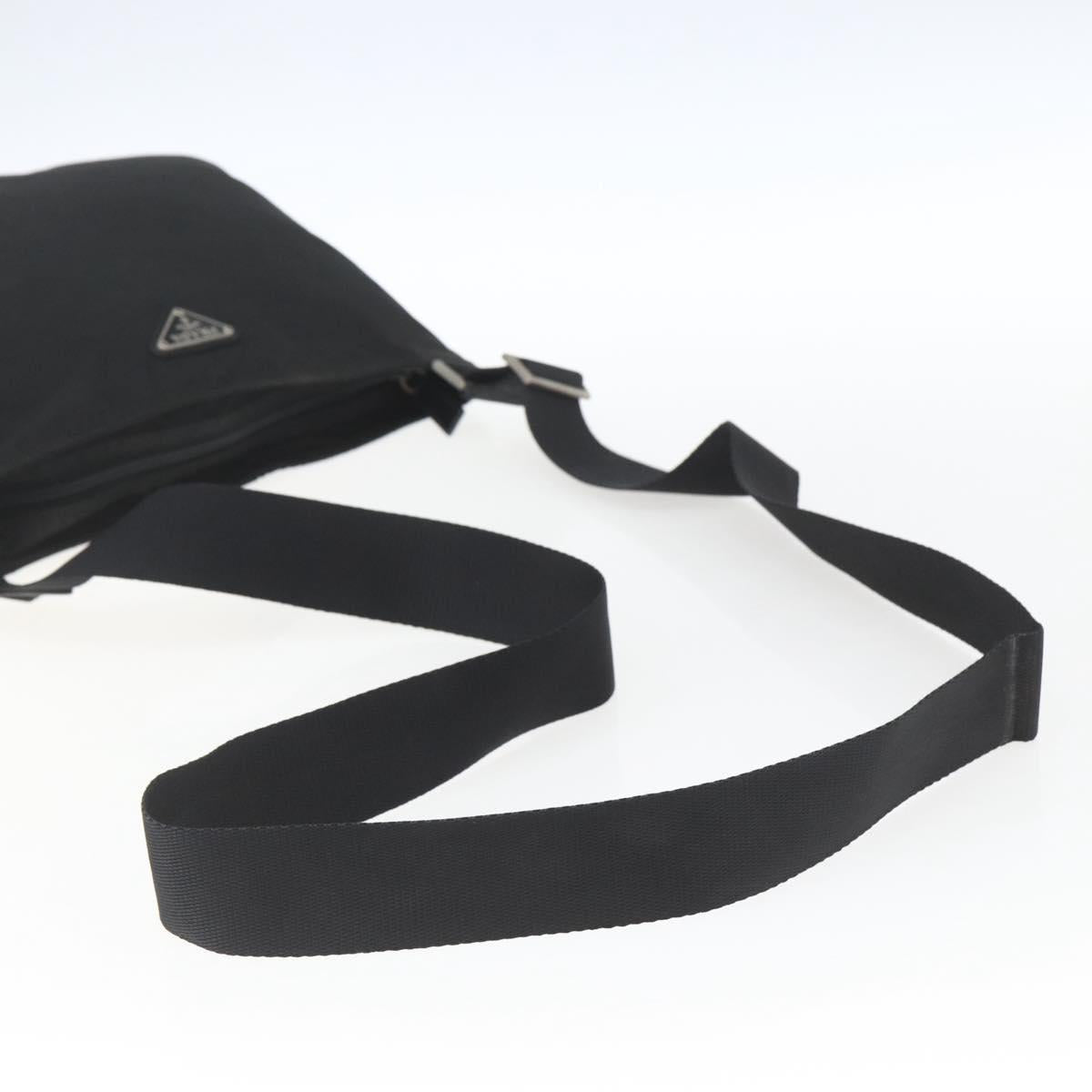 PRADA Shoulder Bag Nylon Black Silver Auth 164857