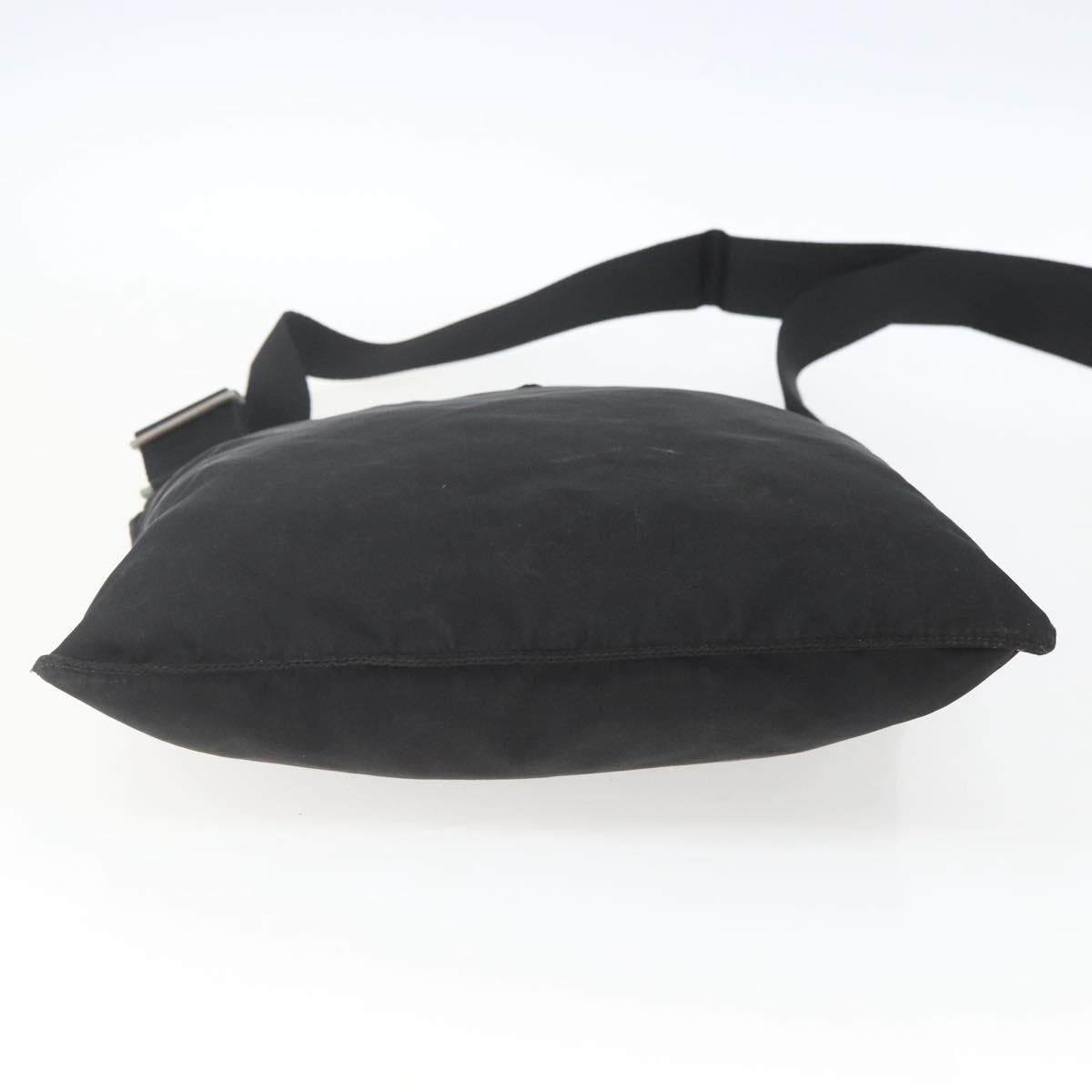PRADA Shoulder Bag Nylon Black Silver Auth 164857