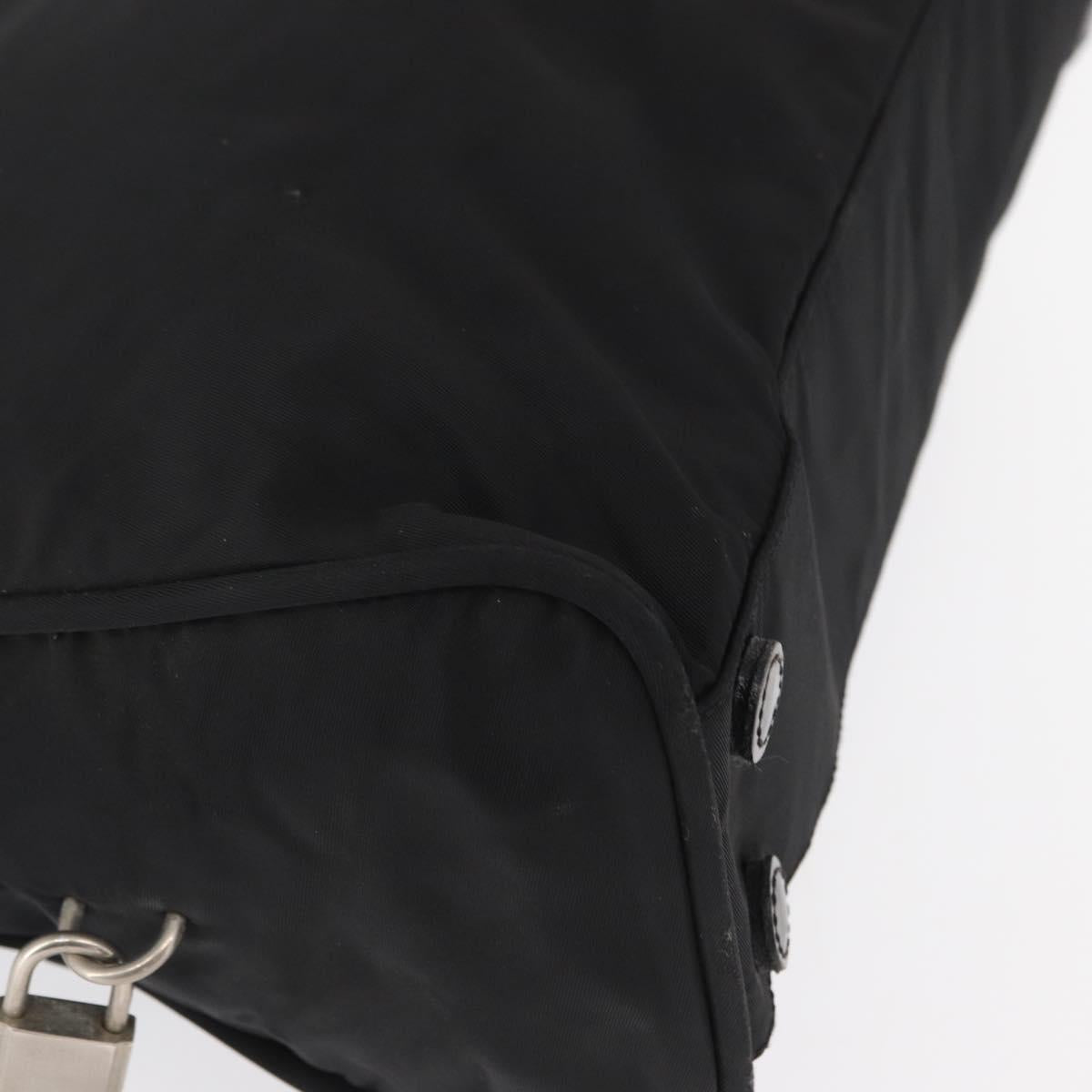 PRADA Hand Bag Nylon Black Silver Auth 164858