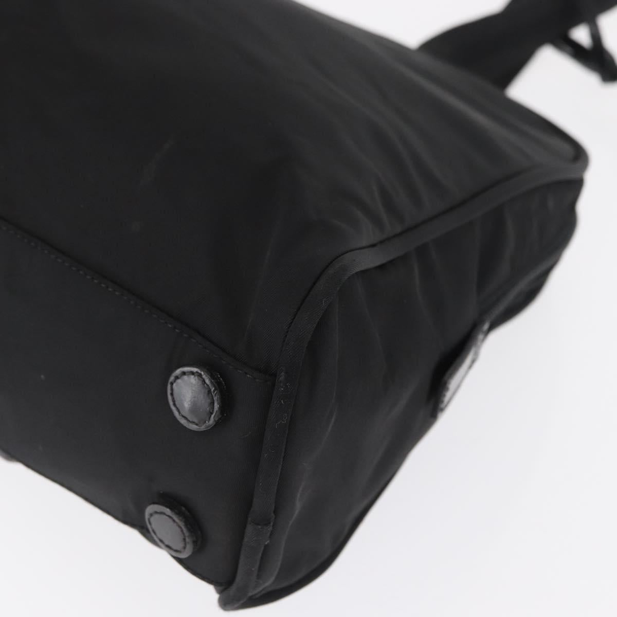PRADA Hand Bag Nylon Black Silver Auth 164858