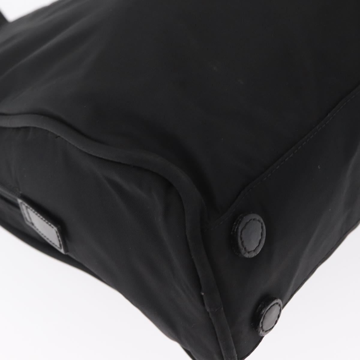 PRADA Hand Bag Nylon Black Silver Auth 164858