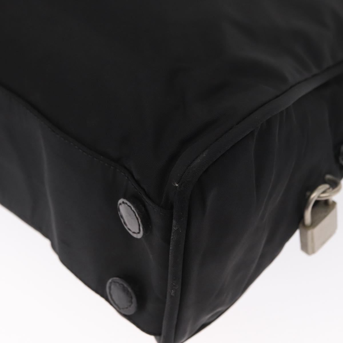 PRADA Hand Bag Nylon Black Silver Auth 164858