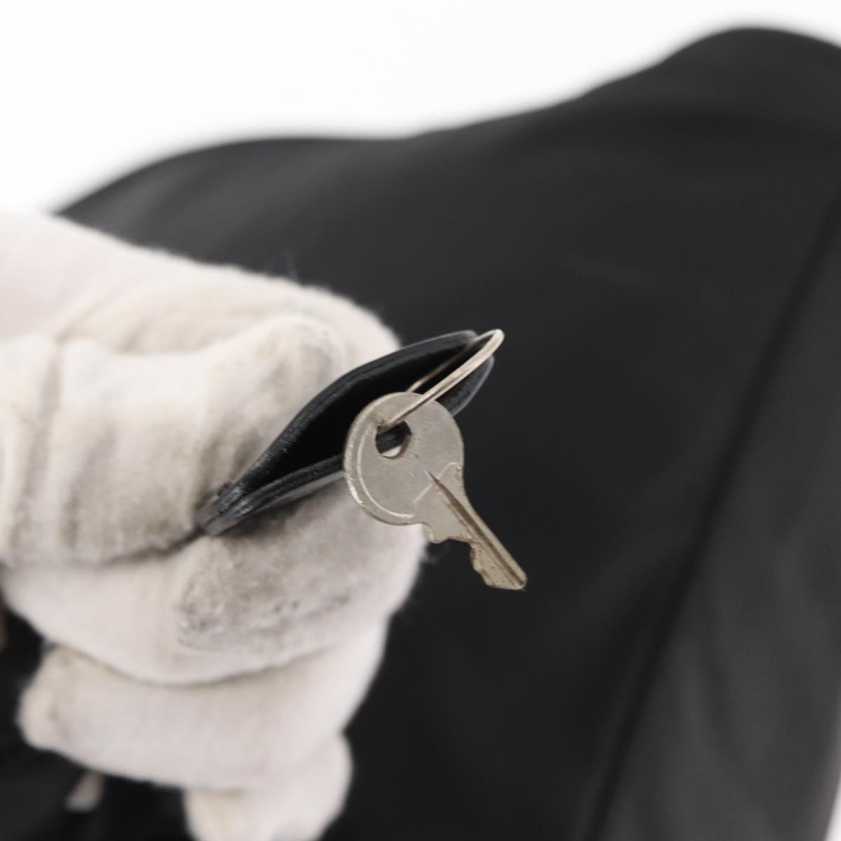 PRADA Hand Bag Nylon Black Silver Auth 164858