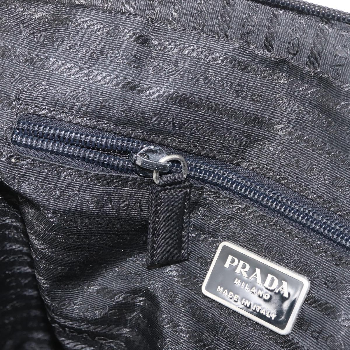 PRADA Hand Bag Nylon Black Silver Auth 164858