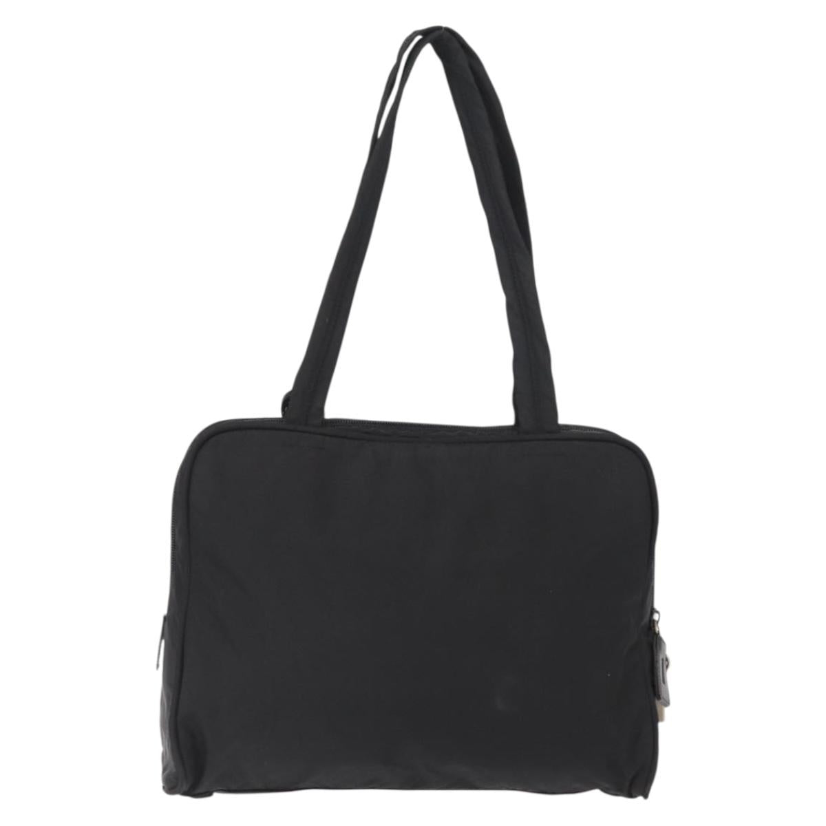 PRADA Hand Bag Nylon Black Silver Auth 164858