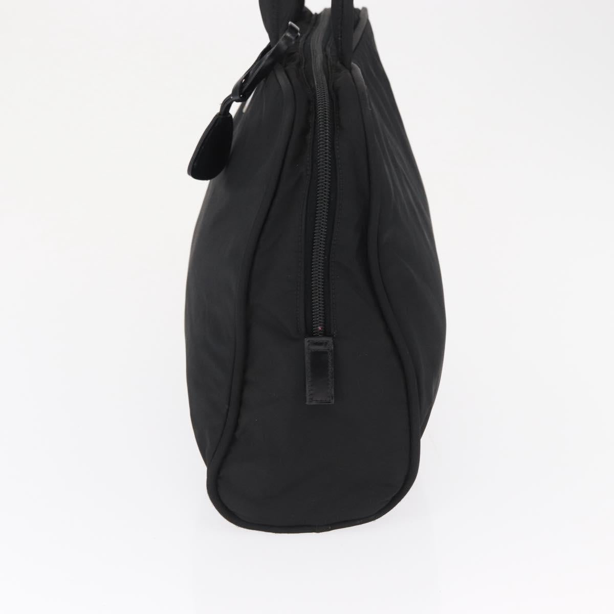 PRADA Hand Bag Nylon Black Silver Auth 164858