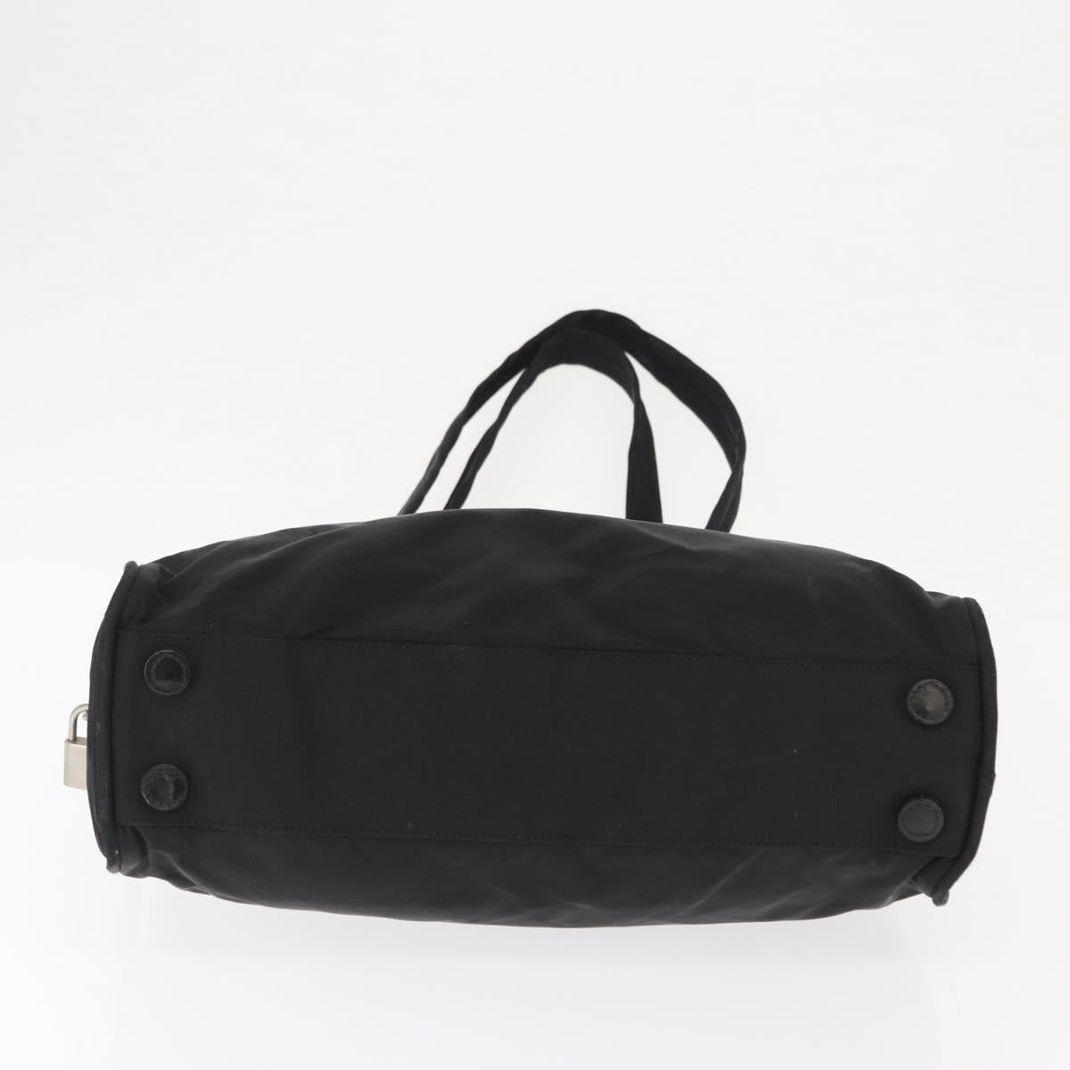 PRADA Hand Bag Nylon Black Silver Auth 164858