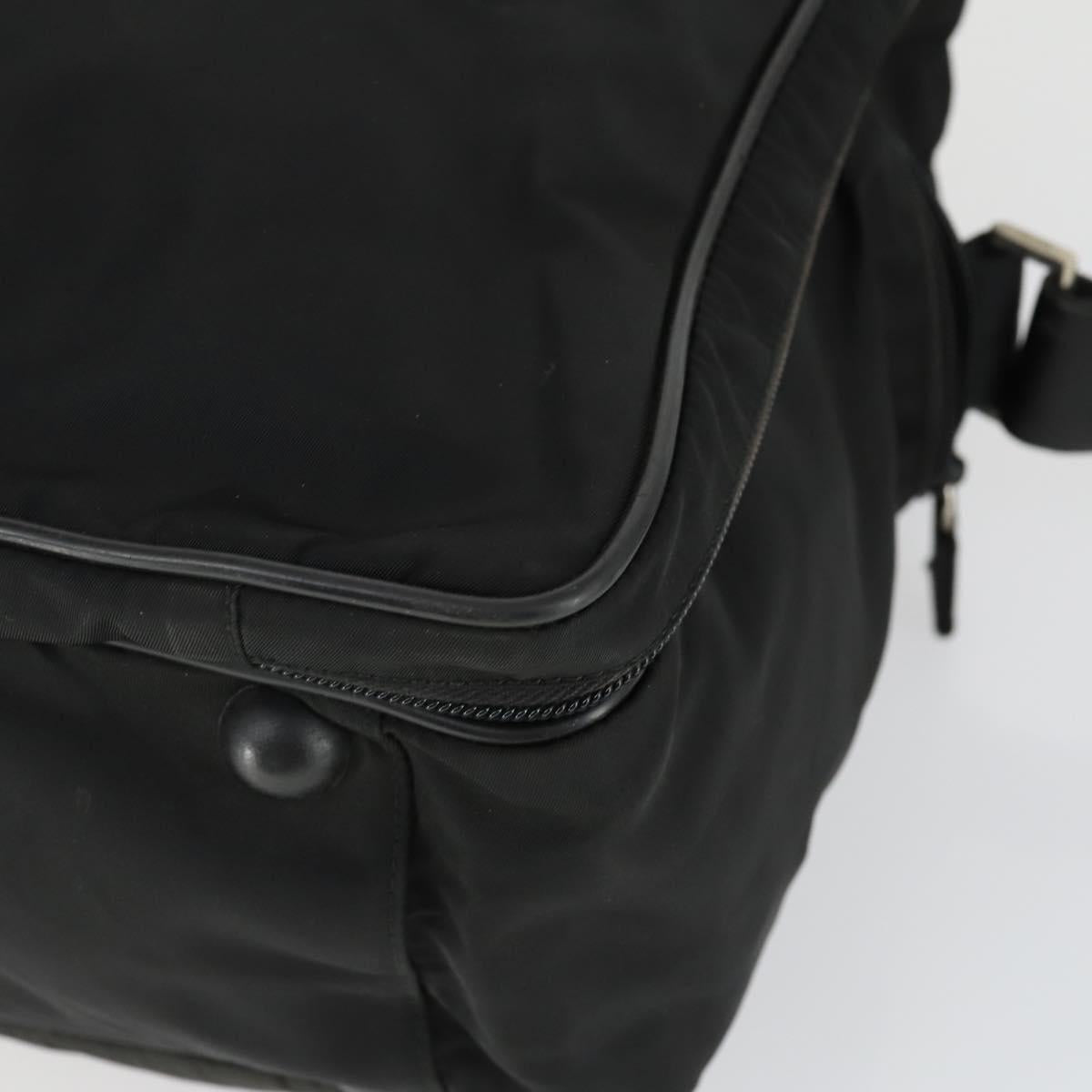 PRADA Hand Bag Nylon 2way Black Silver Auth 164859