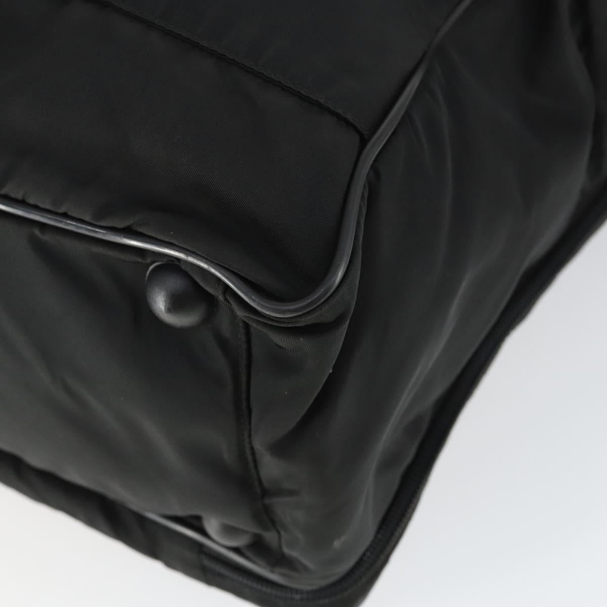 PRADA Hand Bag Nylon 2way Black Silver Auth 164859