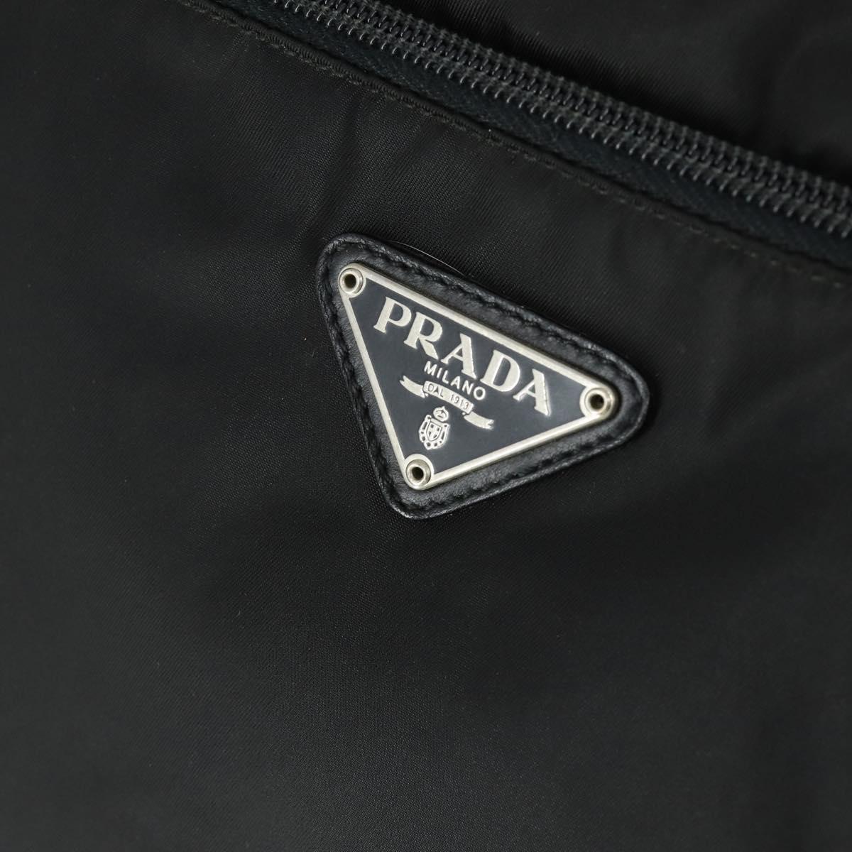 PRADA Hand Bag Nylon 2way Black Silver Auth 164859