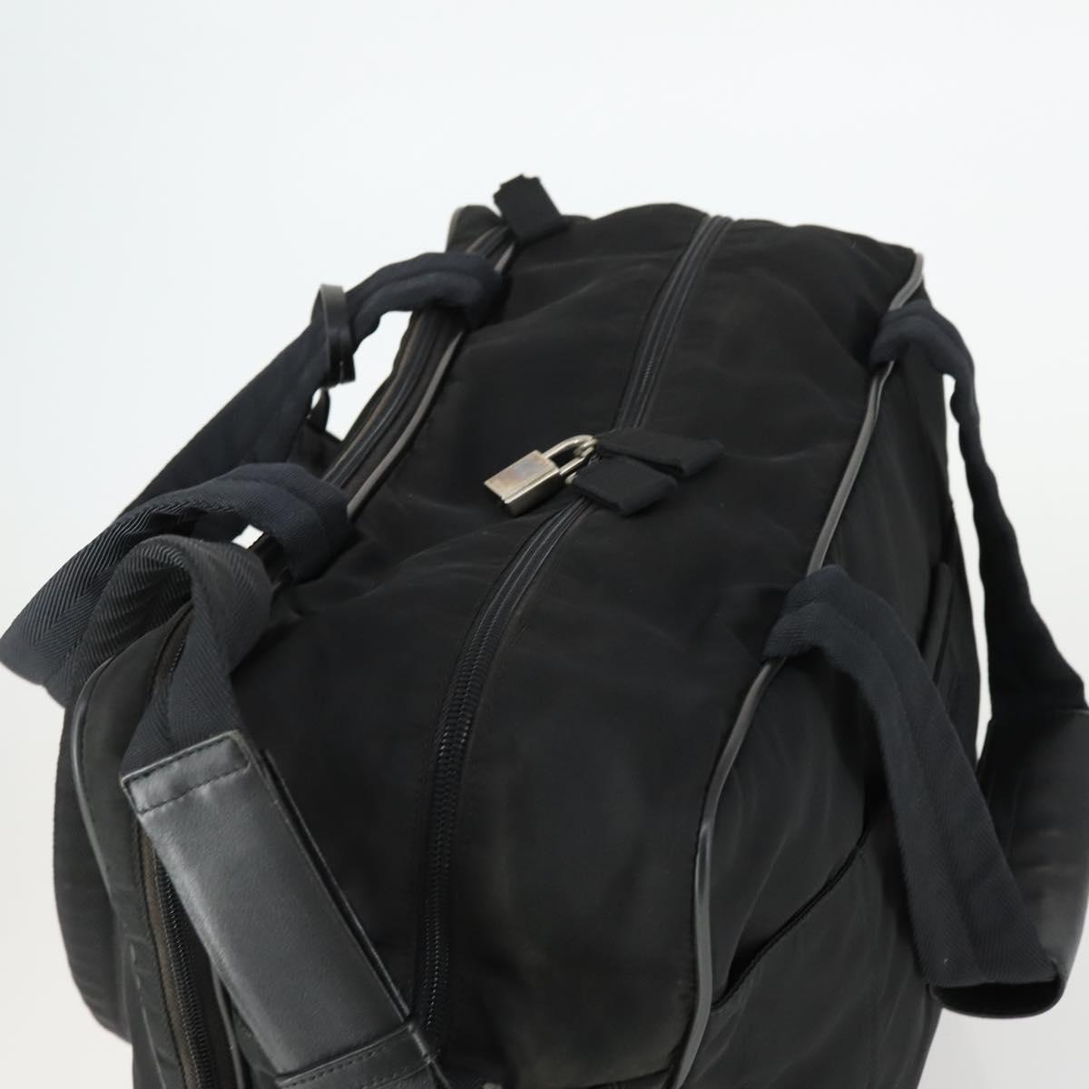 PRADA Hand Bag Nylon 2way Black Silver Auth 164859