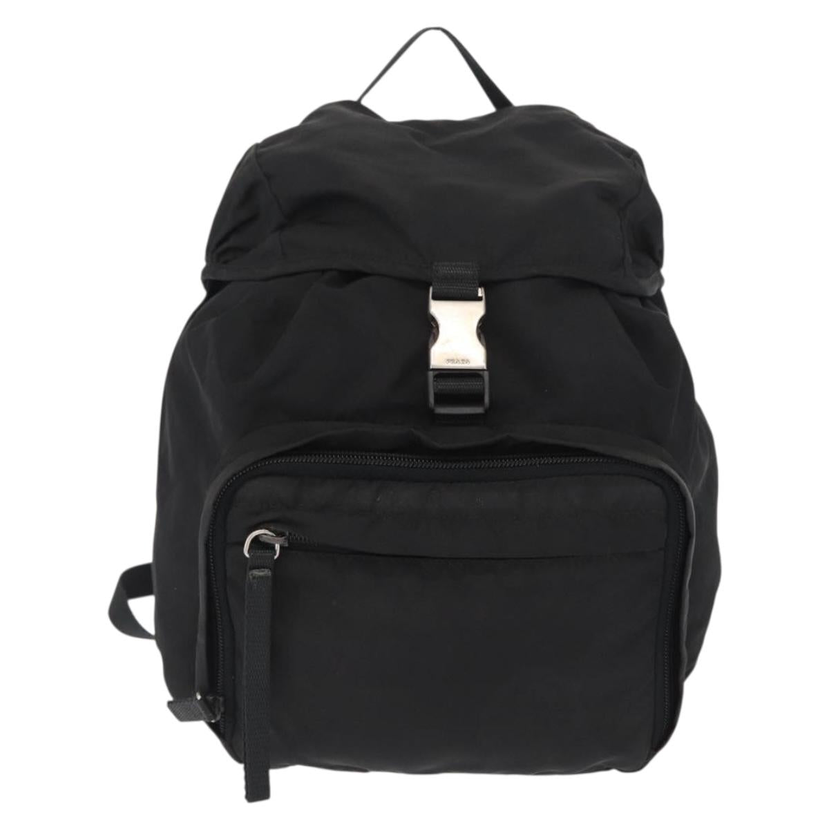 PRADA Backpack Nylon Black Silver Auth 164861
