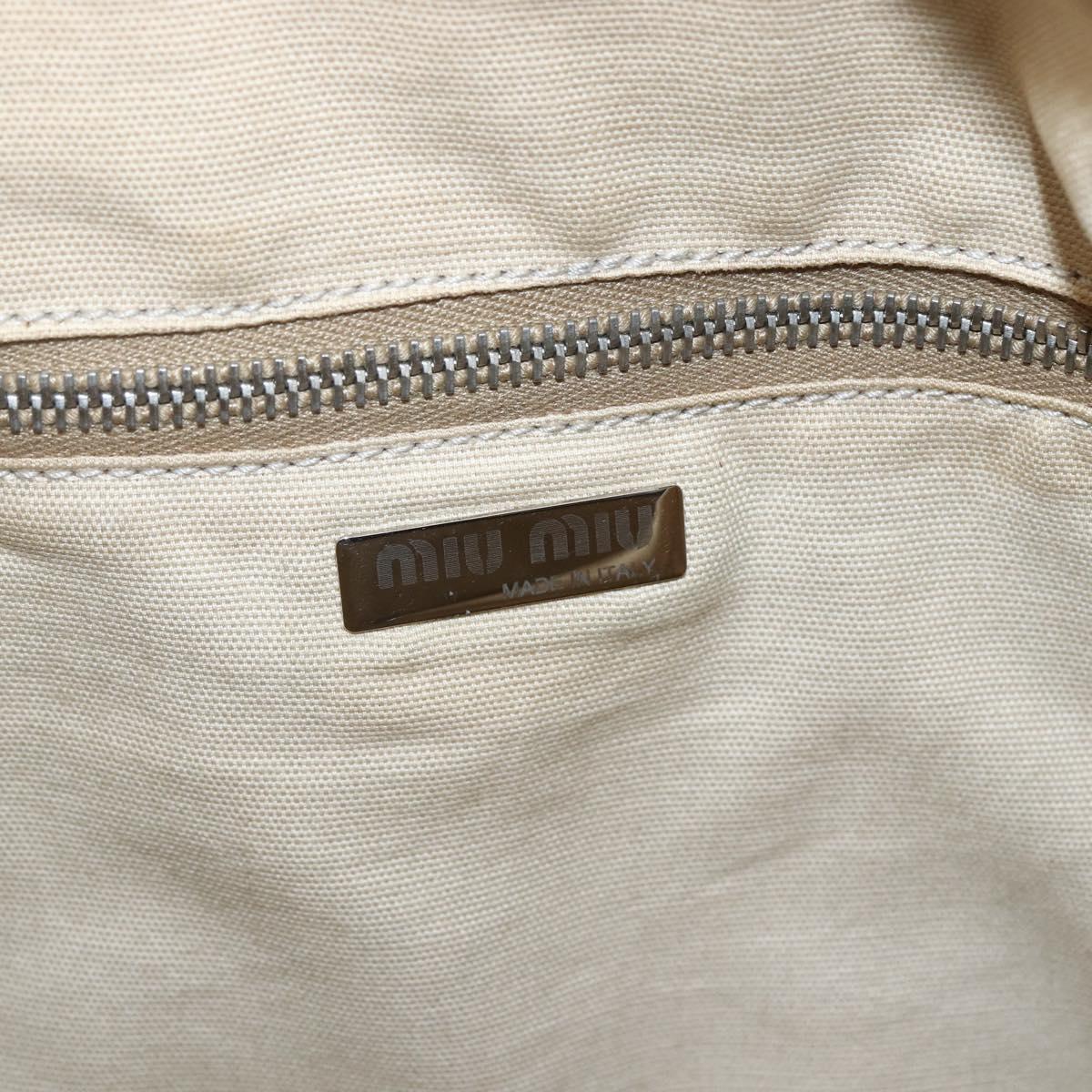 Miu Miu Tote Bag Nylon Leather Black Brown Silver Auth 164862