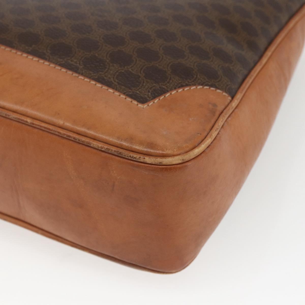 CELINE Macadam Canvas Shoulder Bag PVC Leather Brown Gold Auth 164864