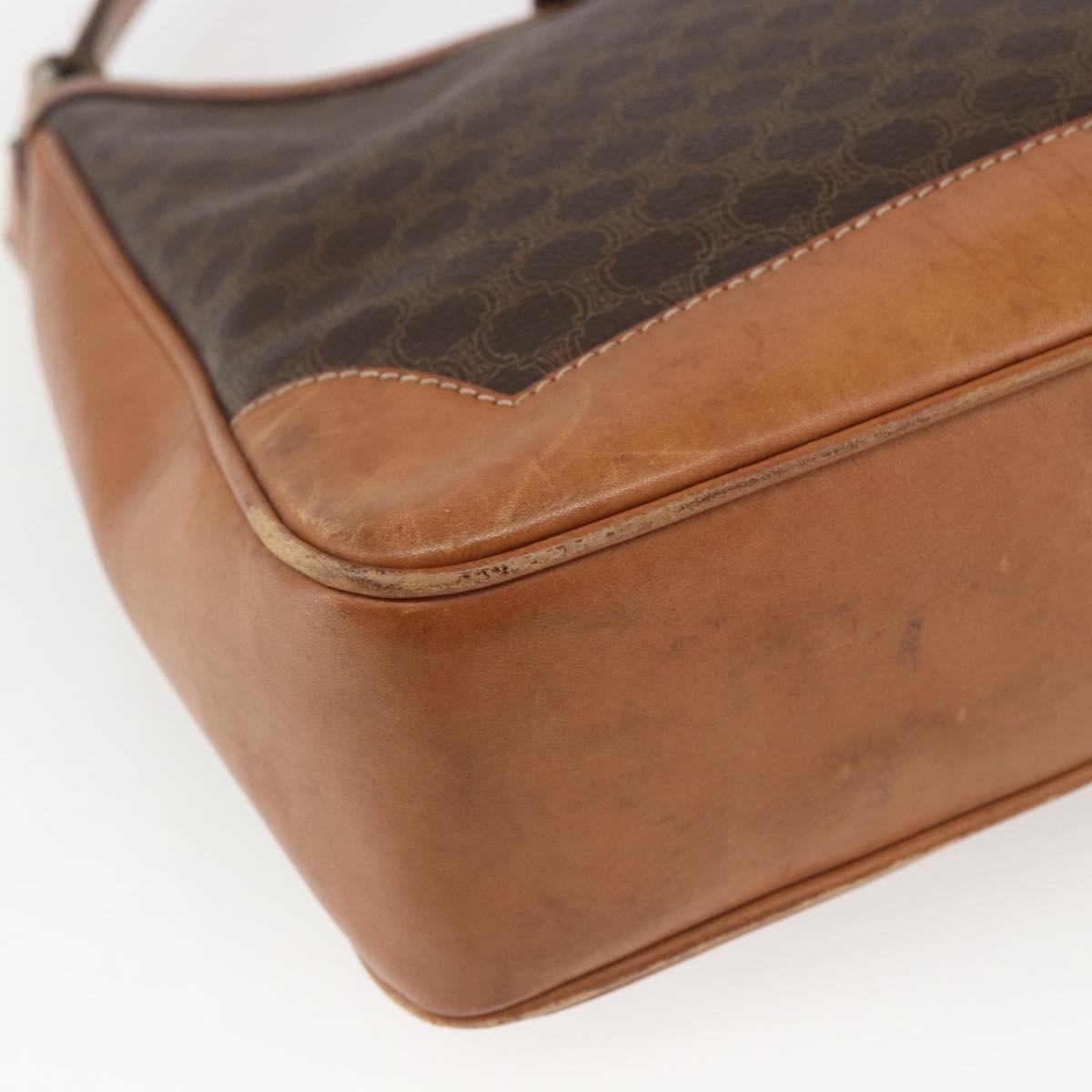CELINE Macadam Canvas Shoulder Bag PVC Leather Brown Gold Auth 164864