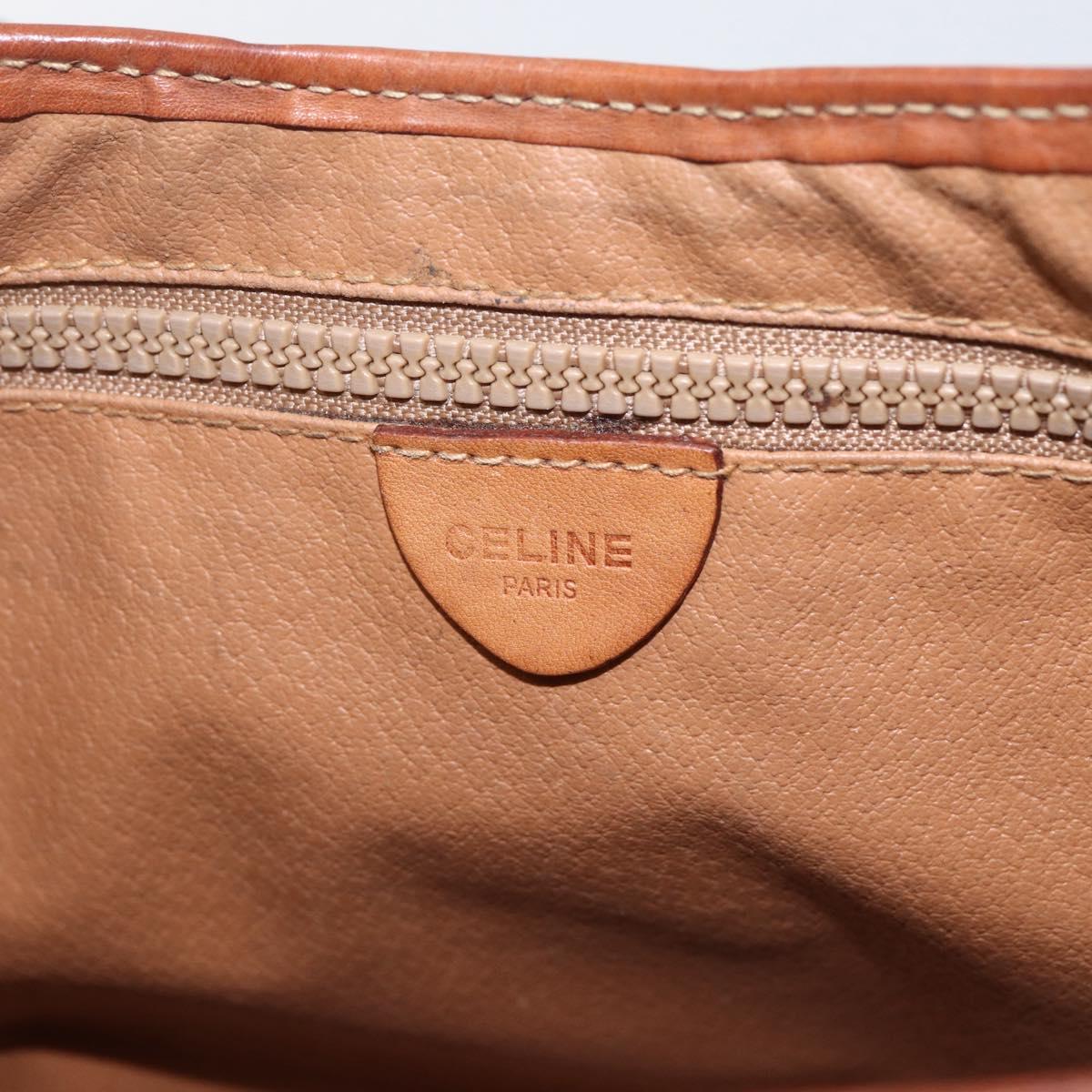 CELINE Macadam Canvas Shoulder Bag PVC Leather Brown Gold Auth 164864
