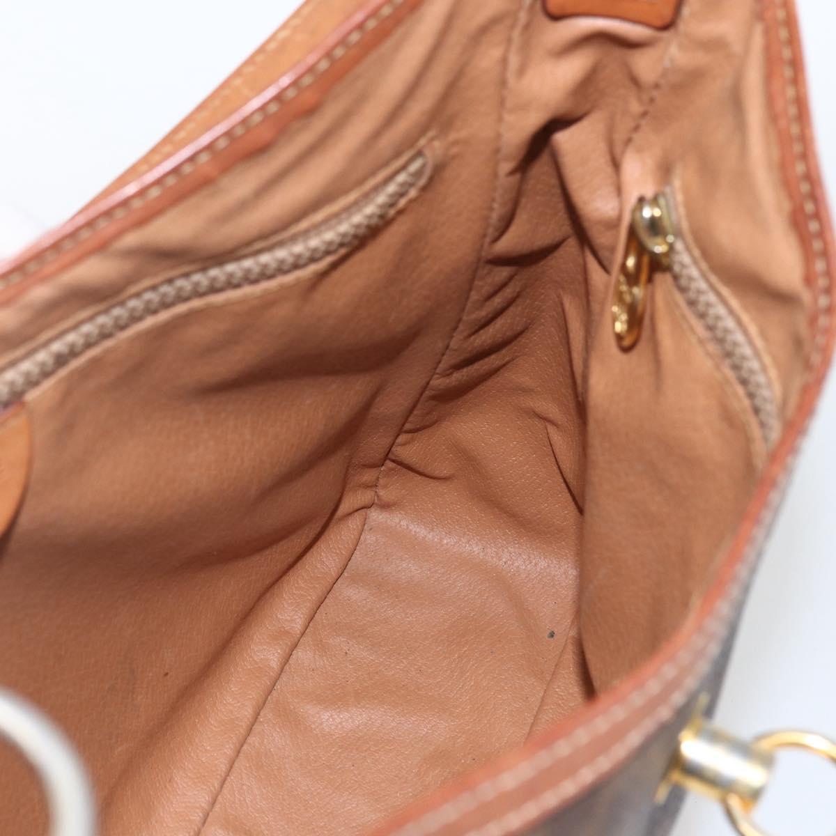CELINE Macadam Canvas Shoulder Bag PVC Leather Brown Gold Auth 164864
