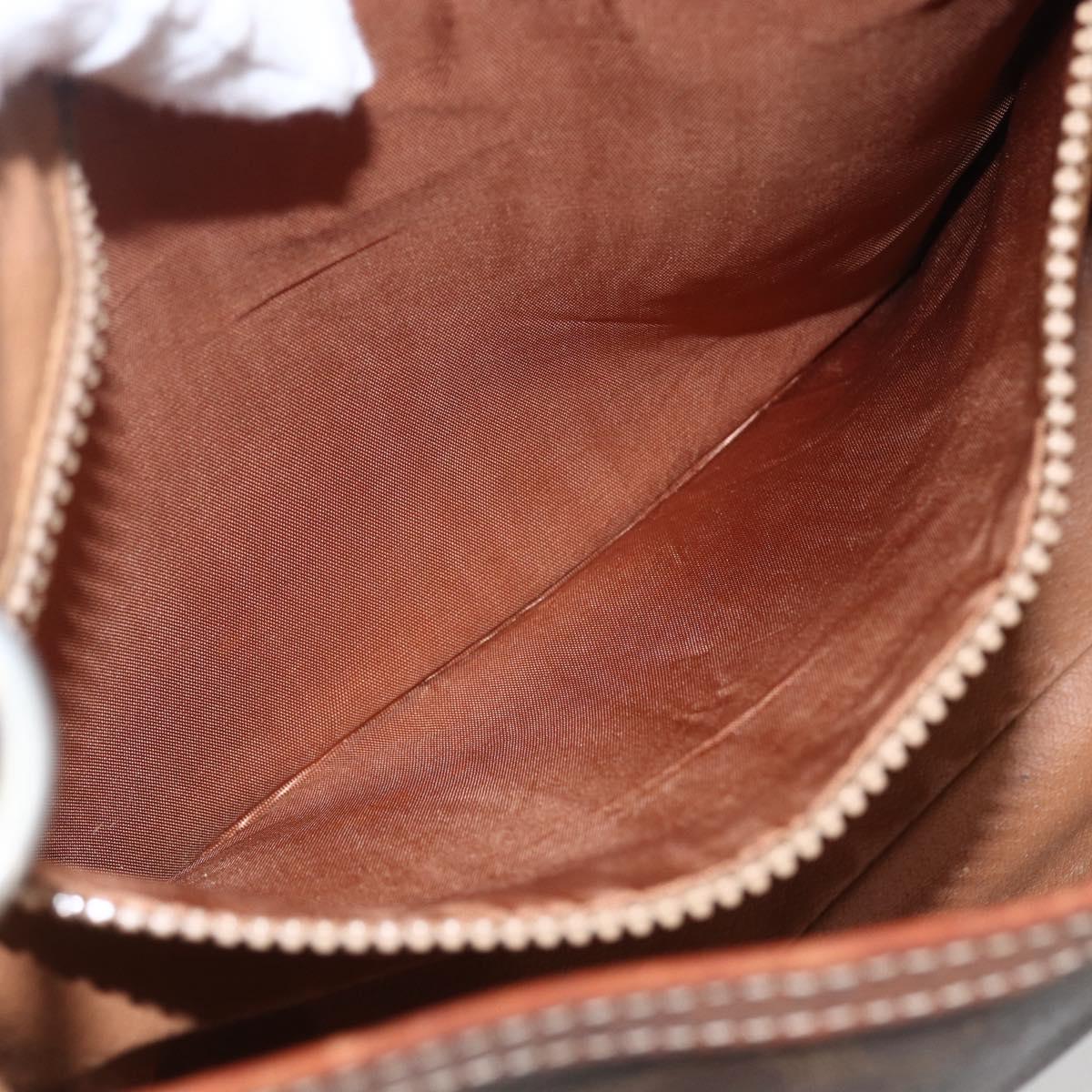CELINE Macadam Canvas Shoulder Bag PVC Leather Brown Gold Auth 164864