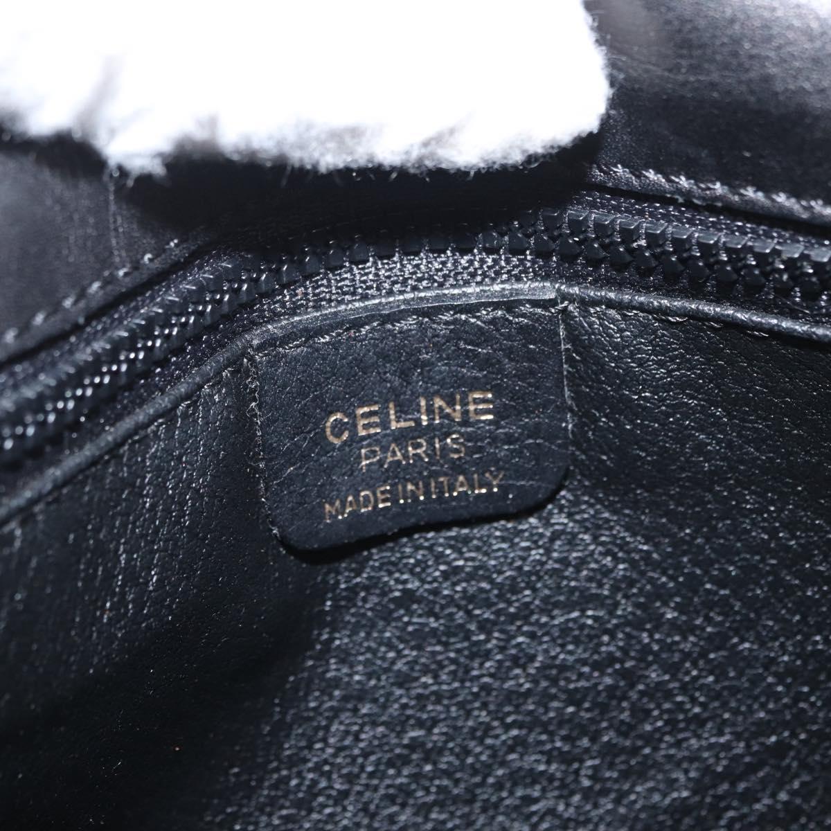 CELINE Shoulder Bag Leather Black Gold Auth 164870
