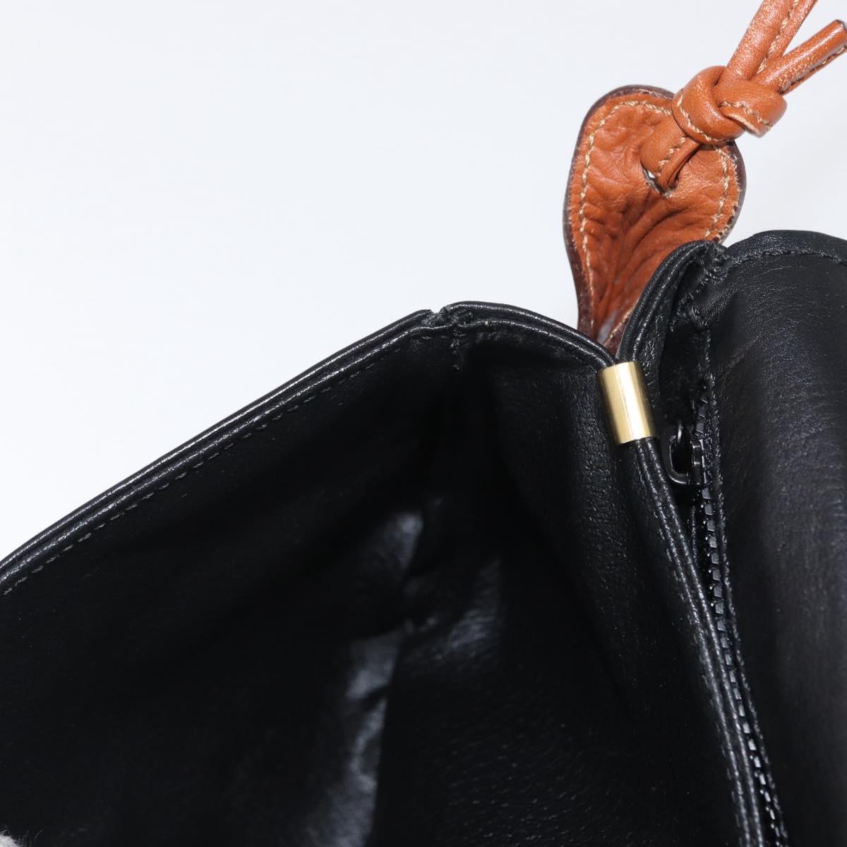 CELINE Shoulder Bag Leather Black Gold Auth 164870