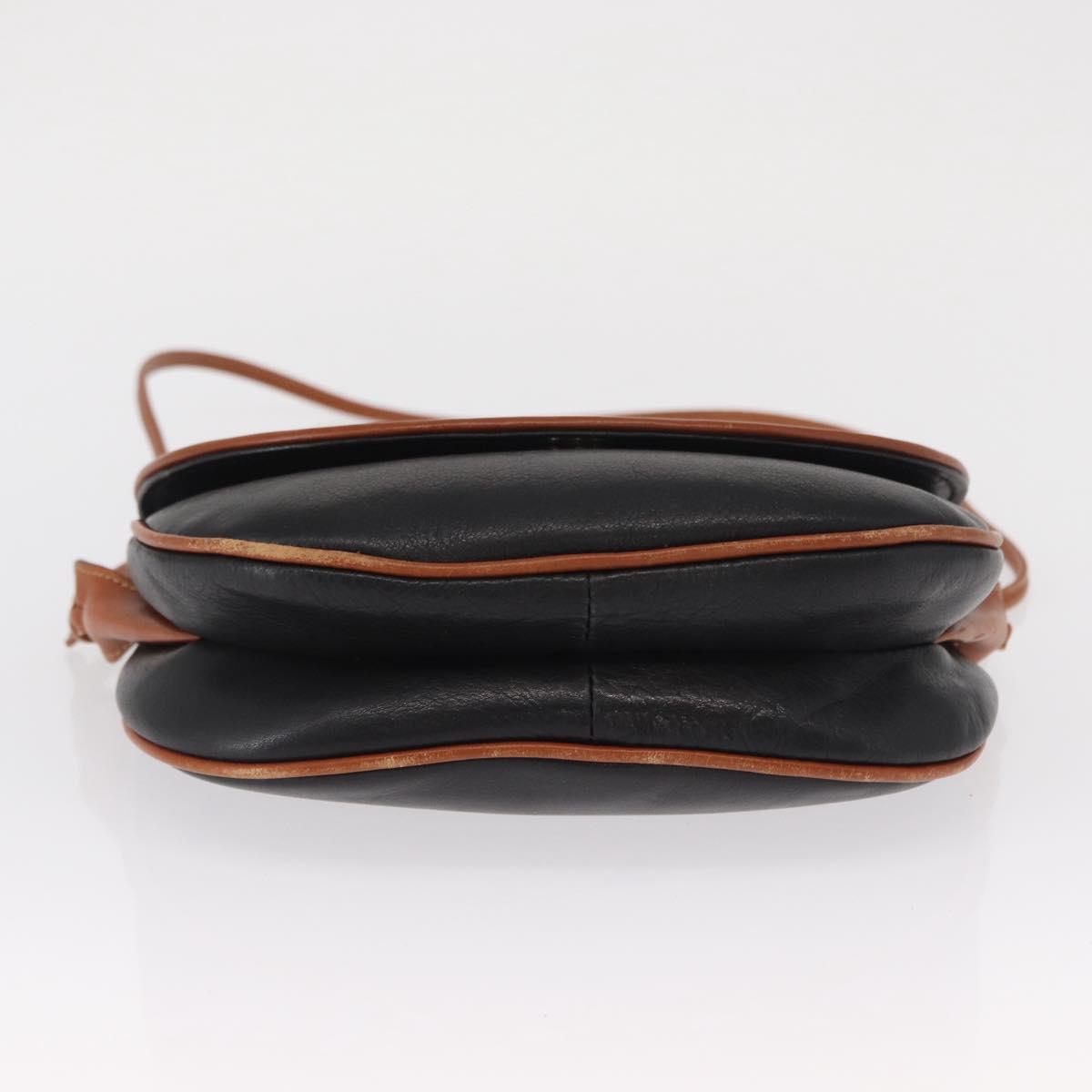 CELINE Shoulder Bag Leather Black Gold Auth 164870