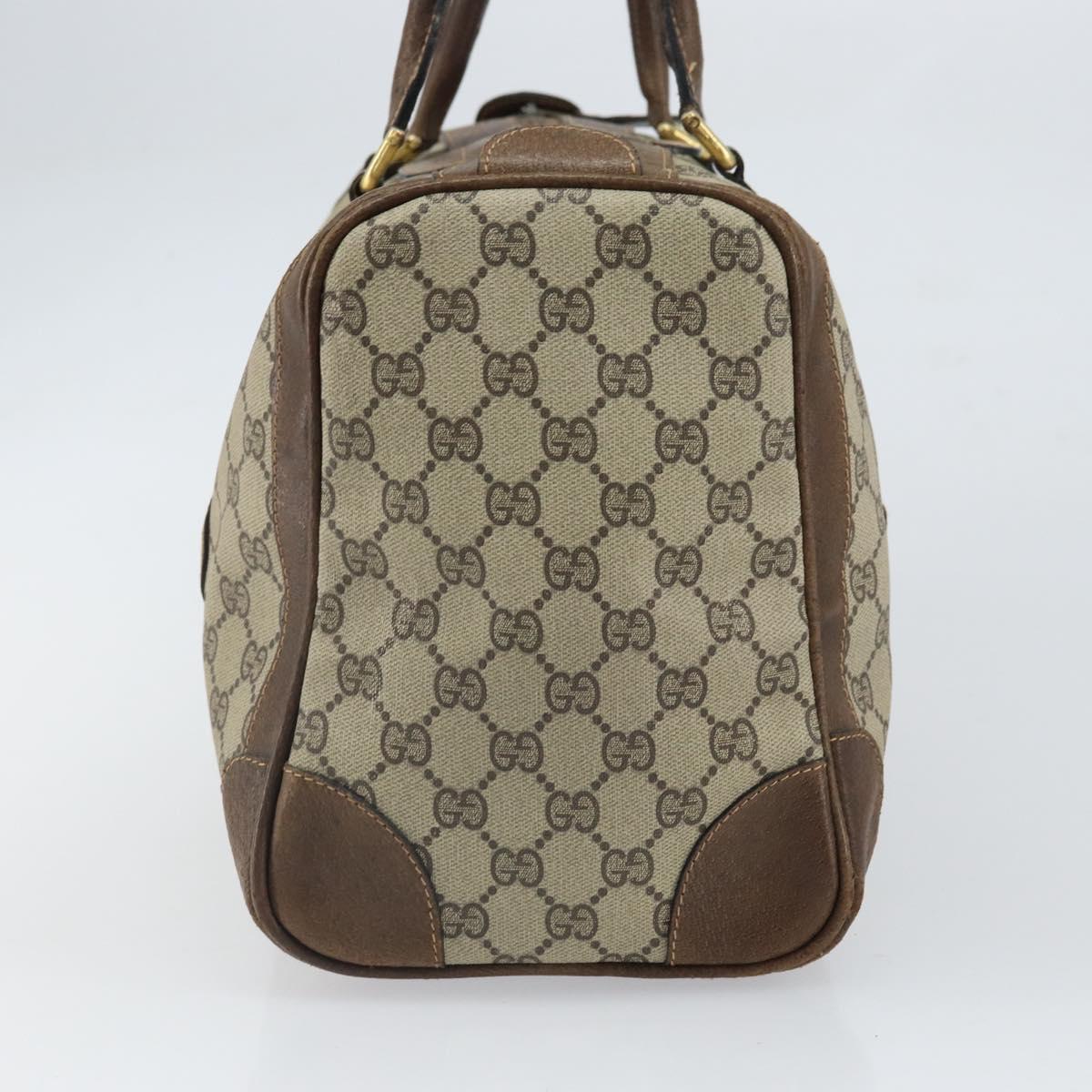 GUCCI GG Supreme Web Sherry Line Hand Bag PVC Beige Gold Auth 164871
