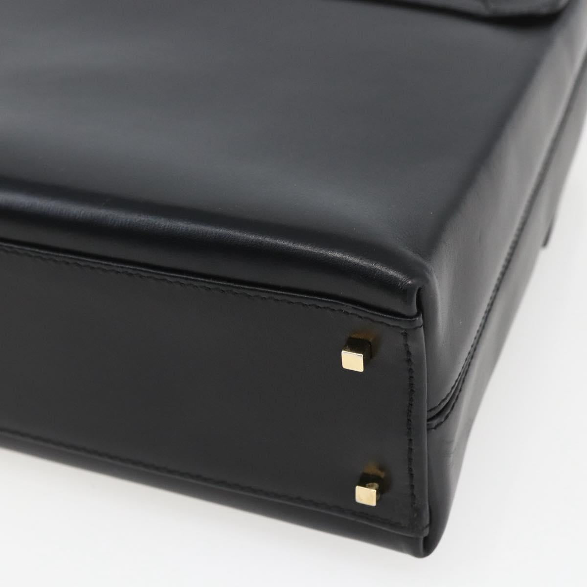 Salvatore Ferragamo Gancini Hand Bag Leather 2way Black Gold Auth 164875V