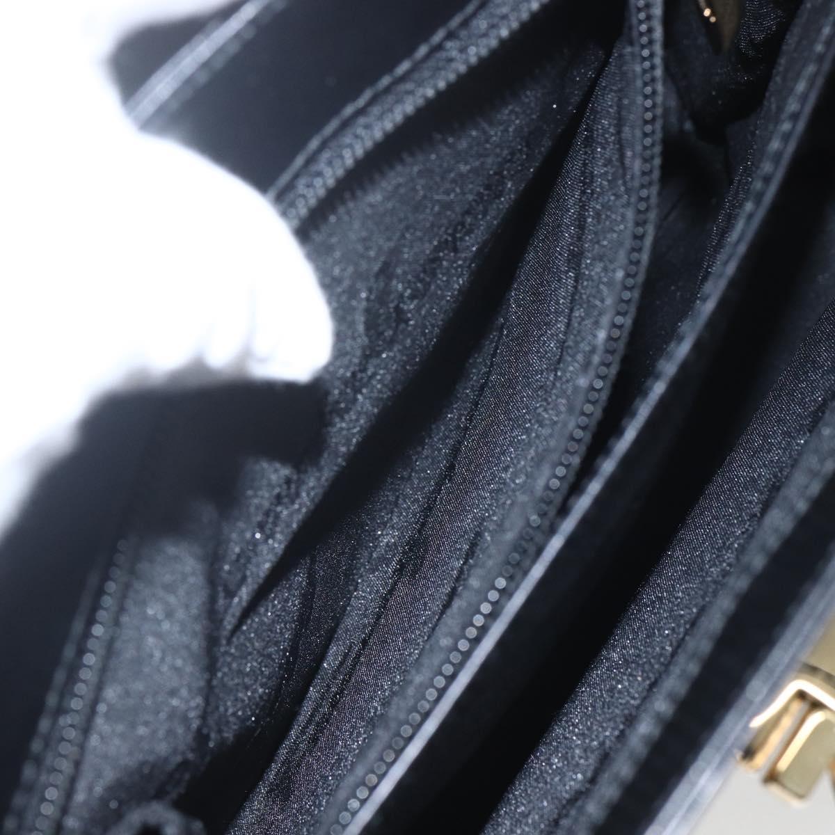 Salvatore Ferragamo Gancini Hand Bag Leather 2way Black Gold Auth 164875V