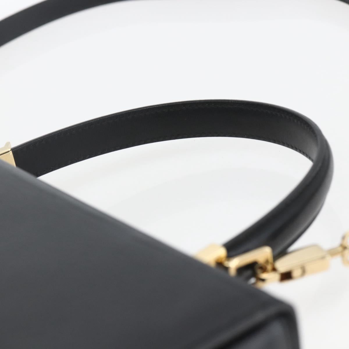 Salvatore Ferragamo Gancini Hand Bag Leather 2way Black Gold Auth 164875V
