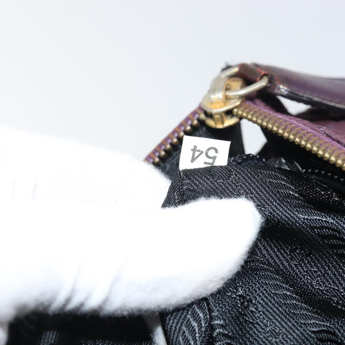 PRADA Chain Quilted Shoulder Bag Nylon Purple Gold Auth 164881