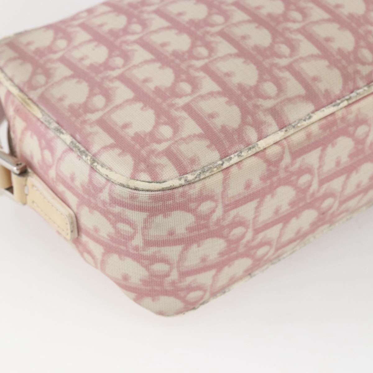 Christian Dior Trotter Canvas Shoulder Bag PVC Pink Silver Auth 164884