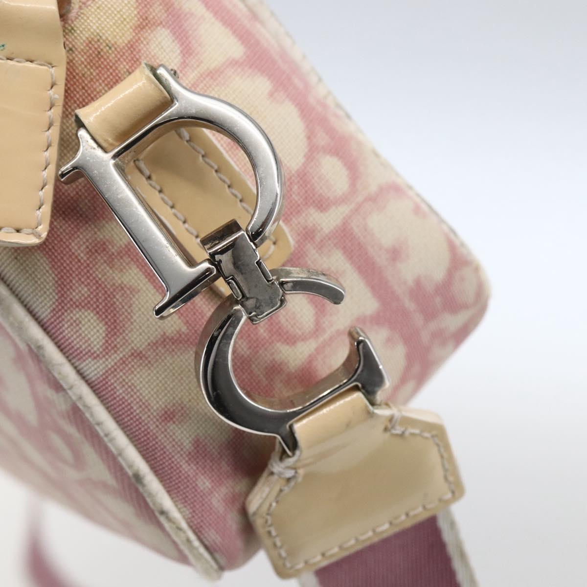 Christian Dior Trotter Canvas Shoulder Bag PVC Pink Silver Auth 164884