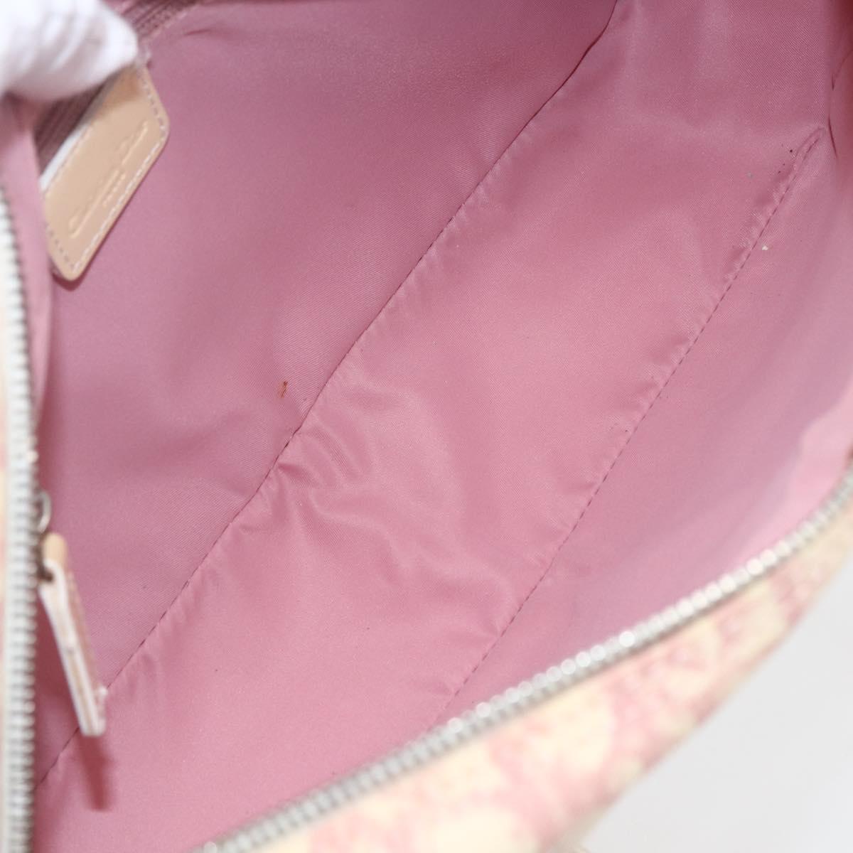 Christian Dior Trotter Canvas Shoulder Bag PVC Pink Silver Auth 164884