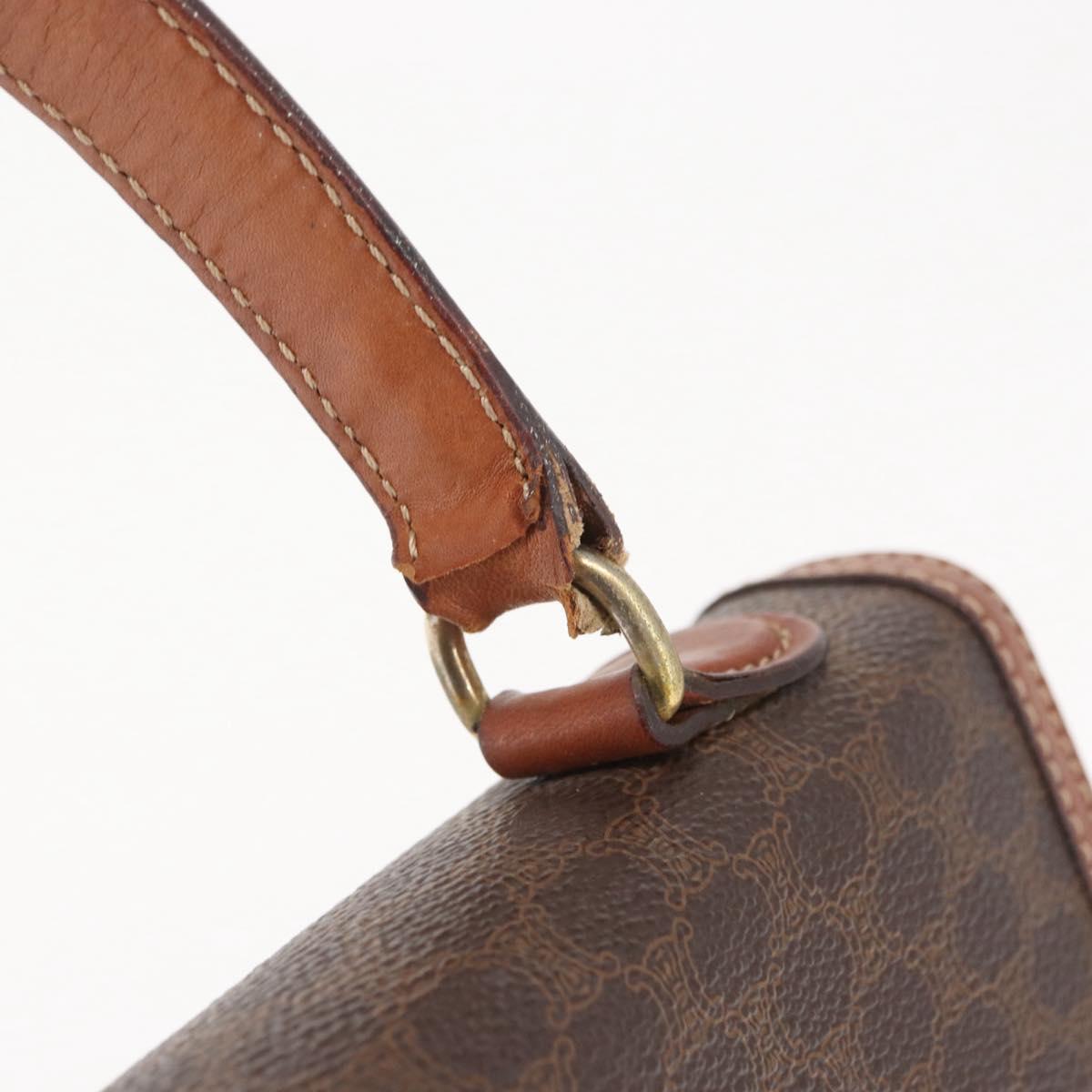 CELINE Macadam Canvas Hand Bag PVC Leather Brown Gold Auth 164902