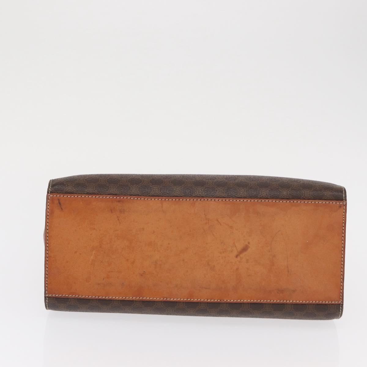 CELINE Macadam Canvas Hand Bag PVC Leather Brown Gold Auth 164902