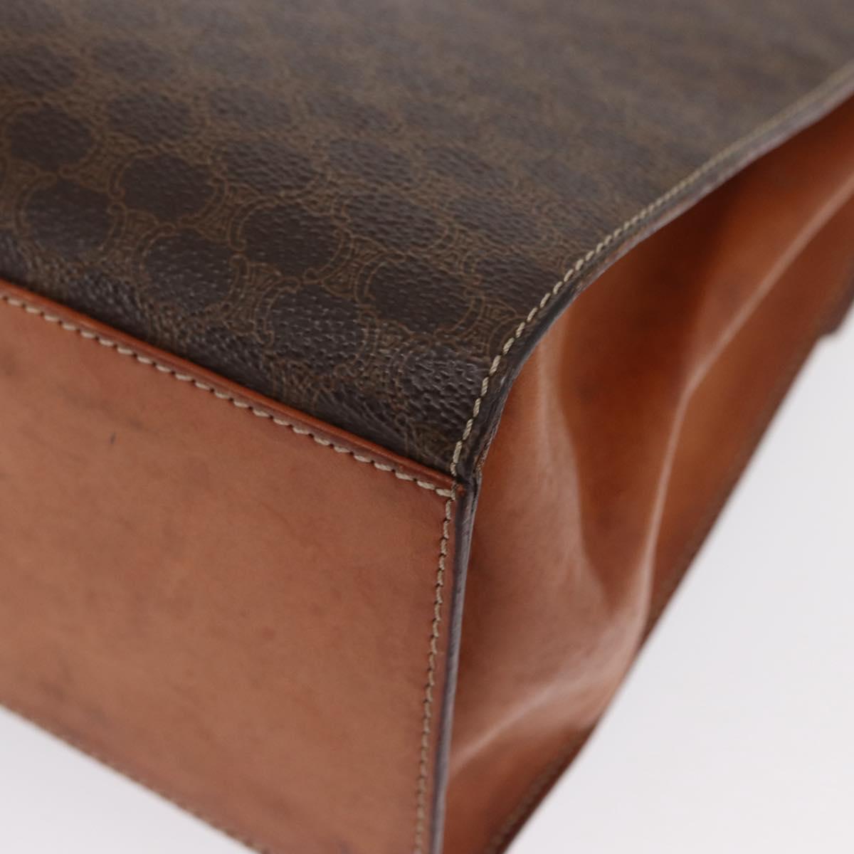 CELINE Macadam Canvas Hand Bag PVC Leather Brown Gold Auth 164902