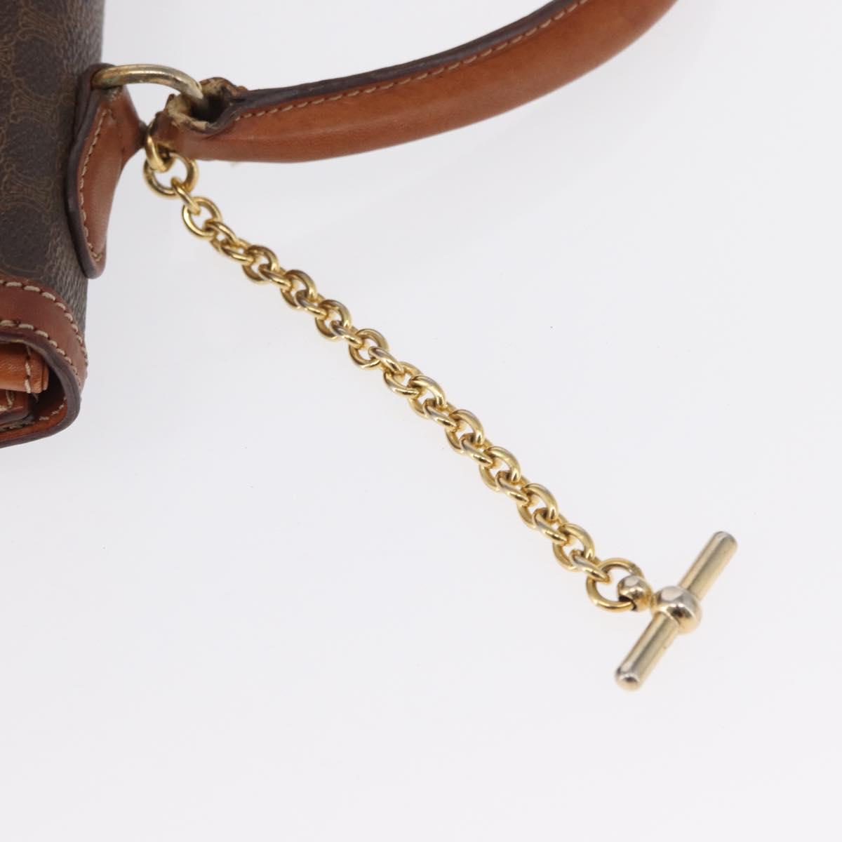 CELINE Macadam Canvas Hand Bag PVC Leather Brown Gold Auth 164902