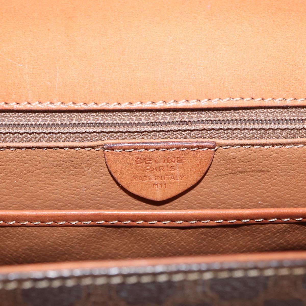 CELINE Macadam Canvas Hand Bag PVC Leather Brown Gold Auth 164902