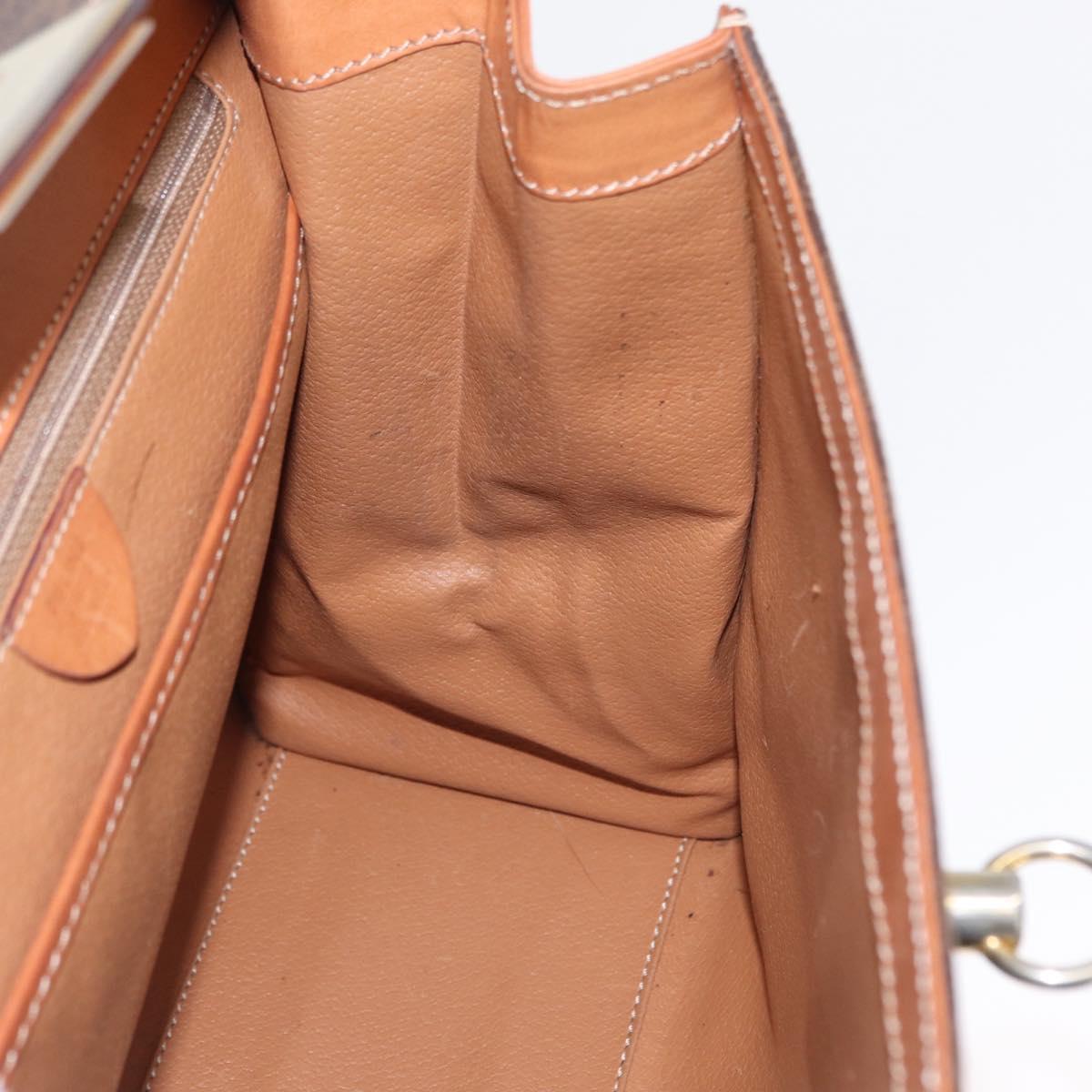 CELINE Macadam Canvas Hand Bag PVC Leather Brown Gold Auth 164902