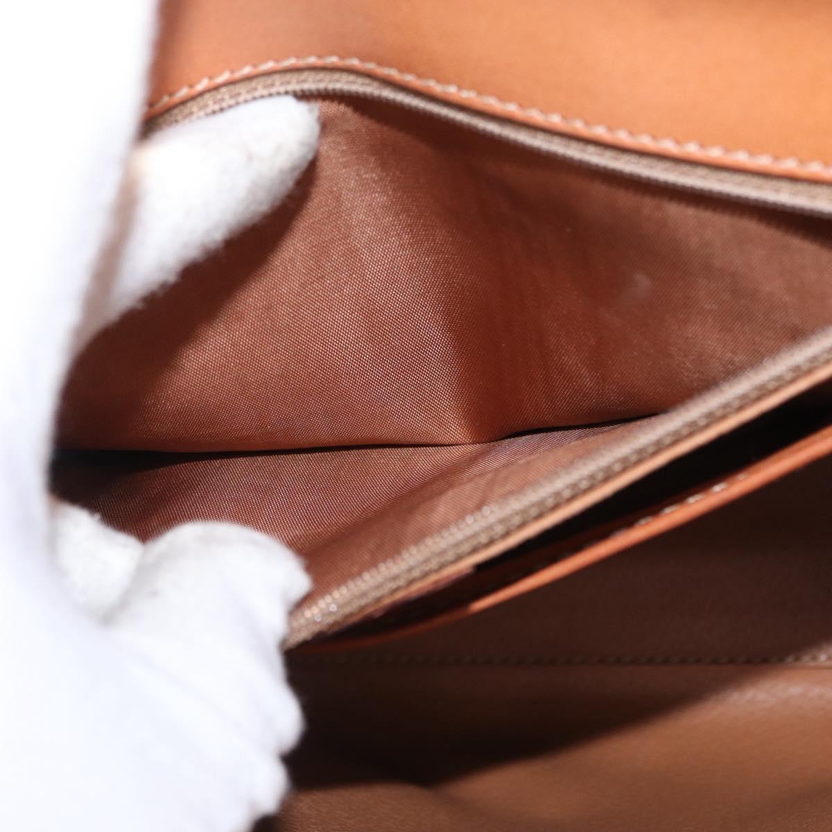 CELINE Macadam Canvas Hand Bag PVC Leather Brown Gold Auth 164902