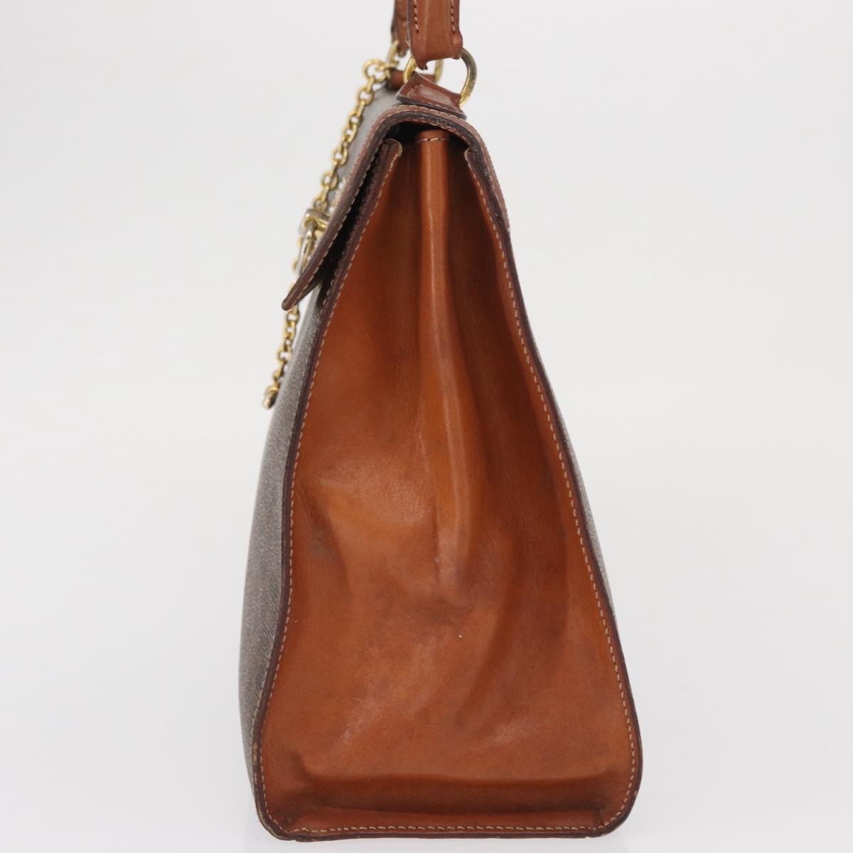 CELINE Macadam Canvas Hand Bag PVC Leather Brown Gold Auth 164902