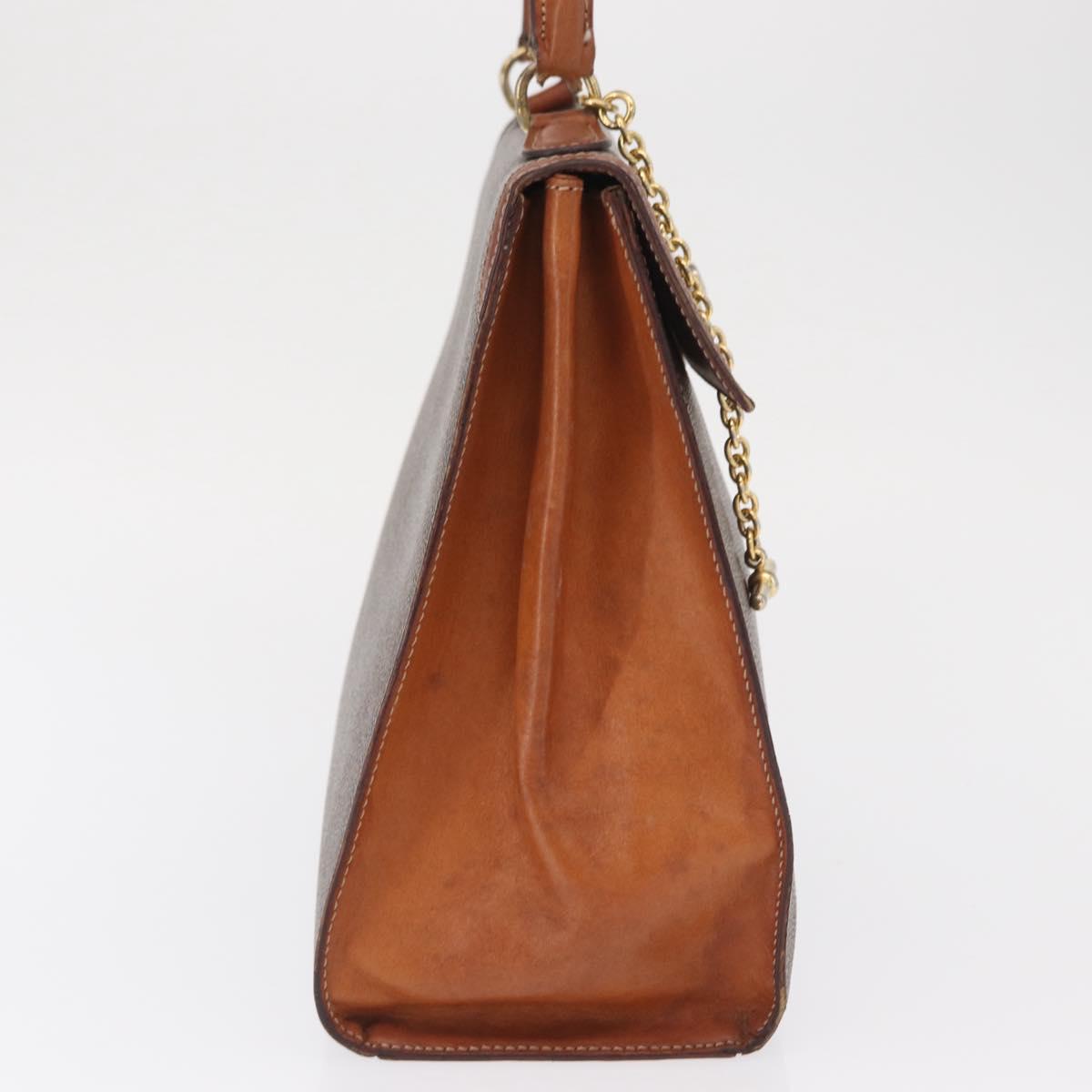 CELINE Macadam Canvas Hand Bag PVC Leather Brown Gold Auth 164902