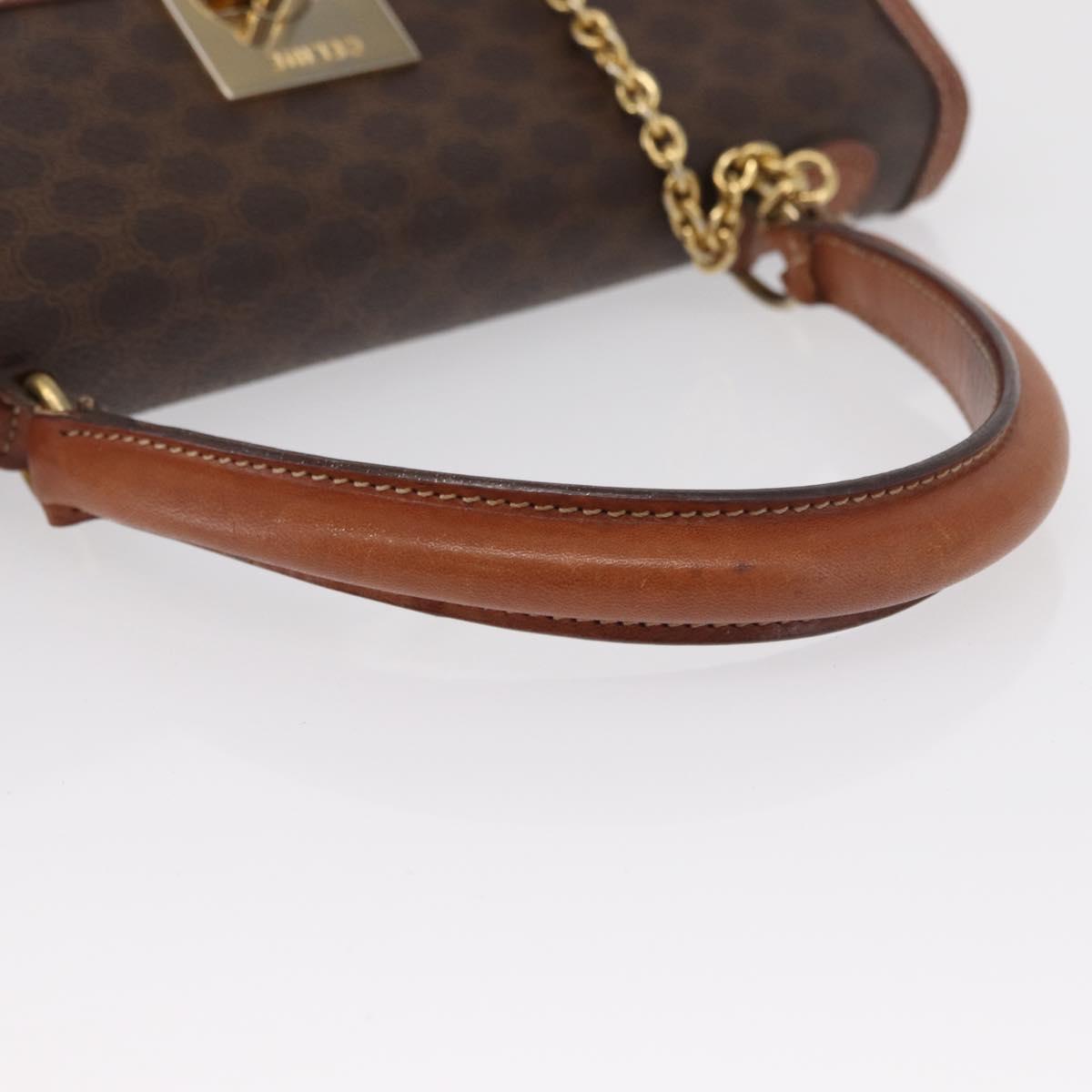 CELINE Macadam Canvas Hand Bag PVC Leather Brown Gold Auth 164902