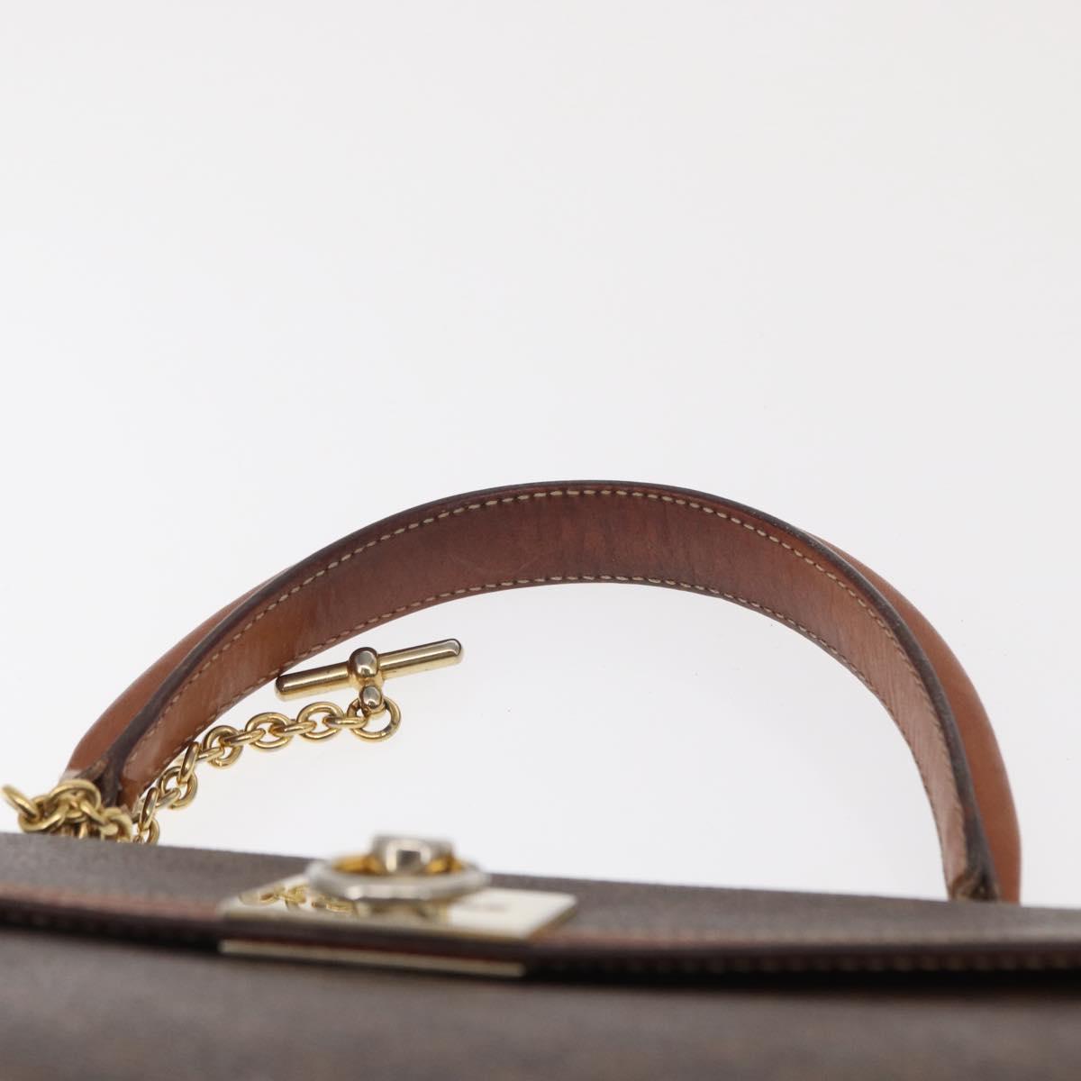 CELINE Macadam Canvas Hand Bag PVC Leather Brown Gold Auth 164902