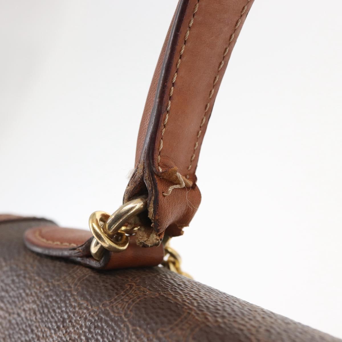 CELINE Macadam Canvas Hand Bag PVC Leather Brown Gold Auth 164902