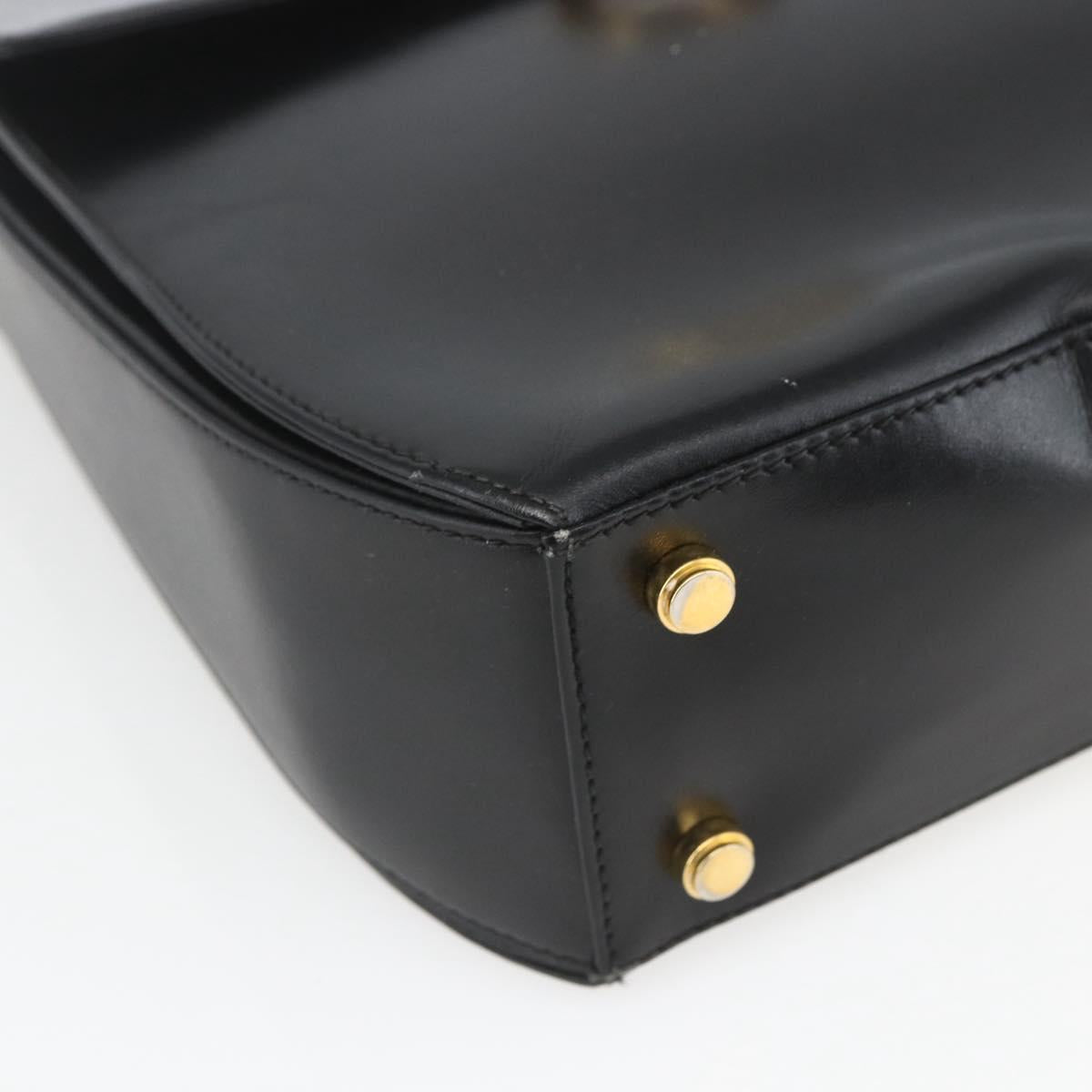 Salvatore Ferragamo Gancini Hand Bag Leather Black Gold Auth 164903