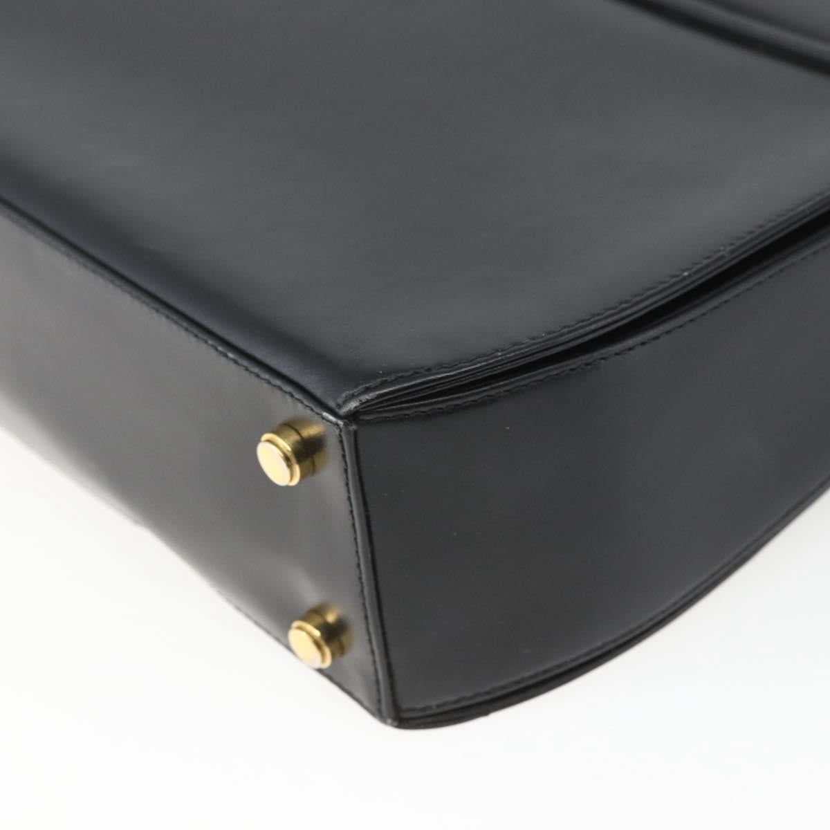 Salvatore Ferragamo Gancini Hand Bag Leather Black Gold Auth 164903