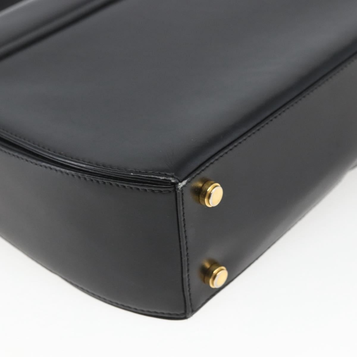 Salvatore Ferragamo Gancini Hand Bag Leather Black Gold Auth 164903