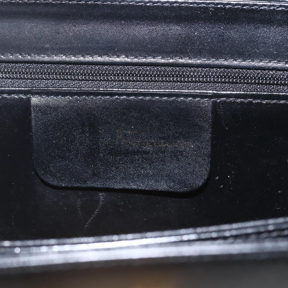 Salvatore Ferragamo Gancini Hand Bag Leather Black Gold Auth 164903